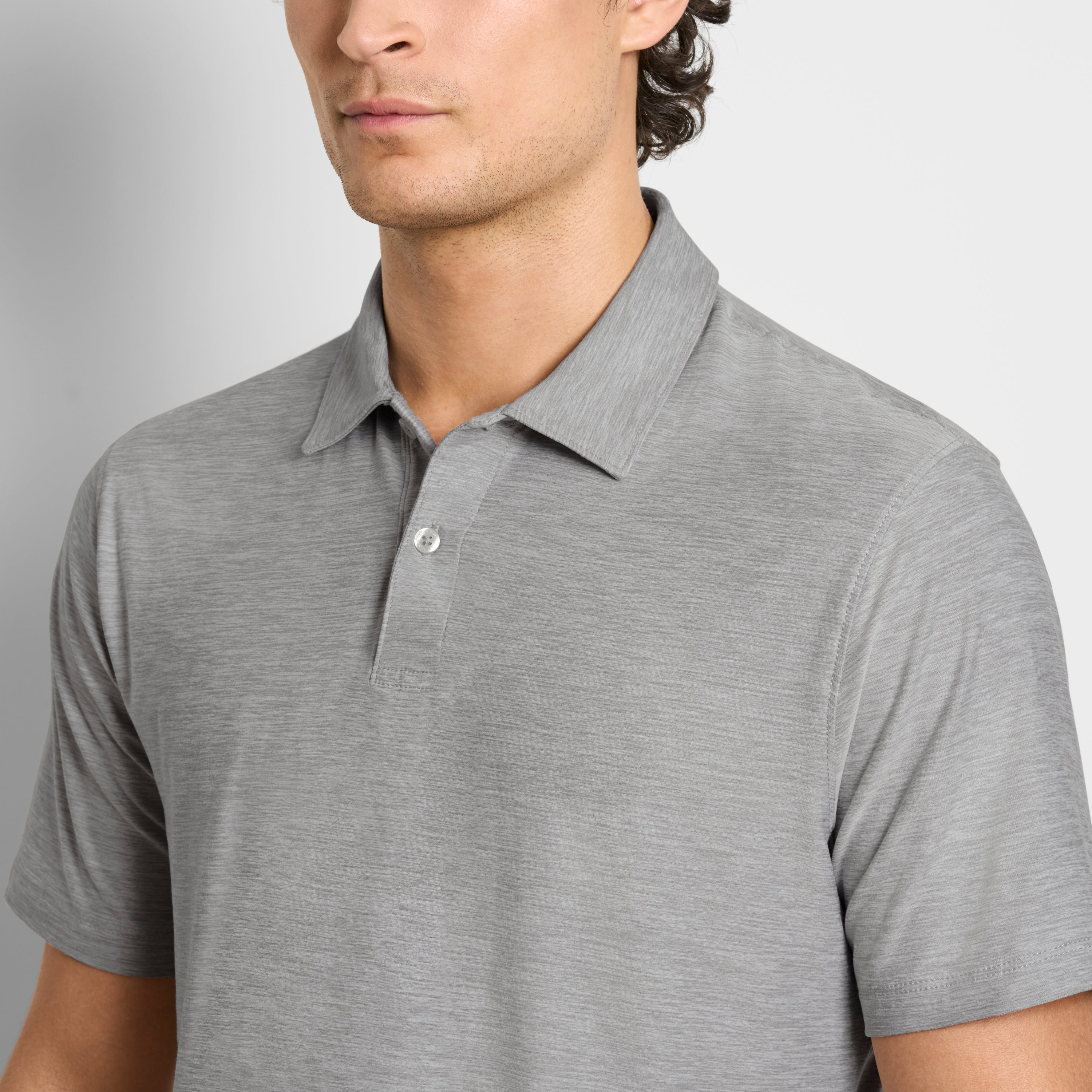 Space Dyed Jersey Short Sleeve Button Polo