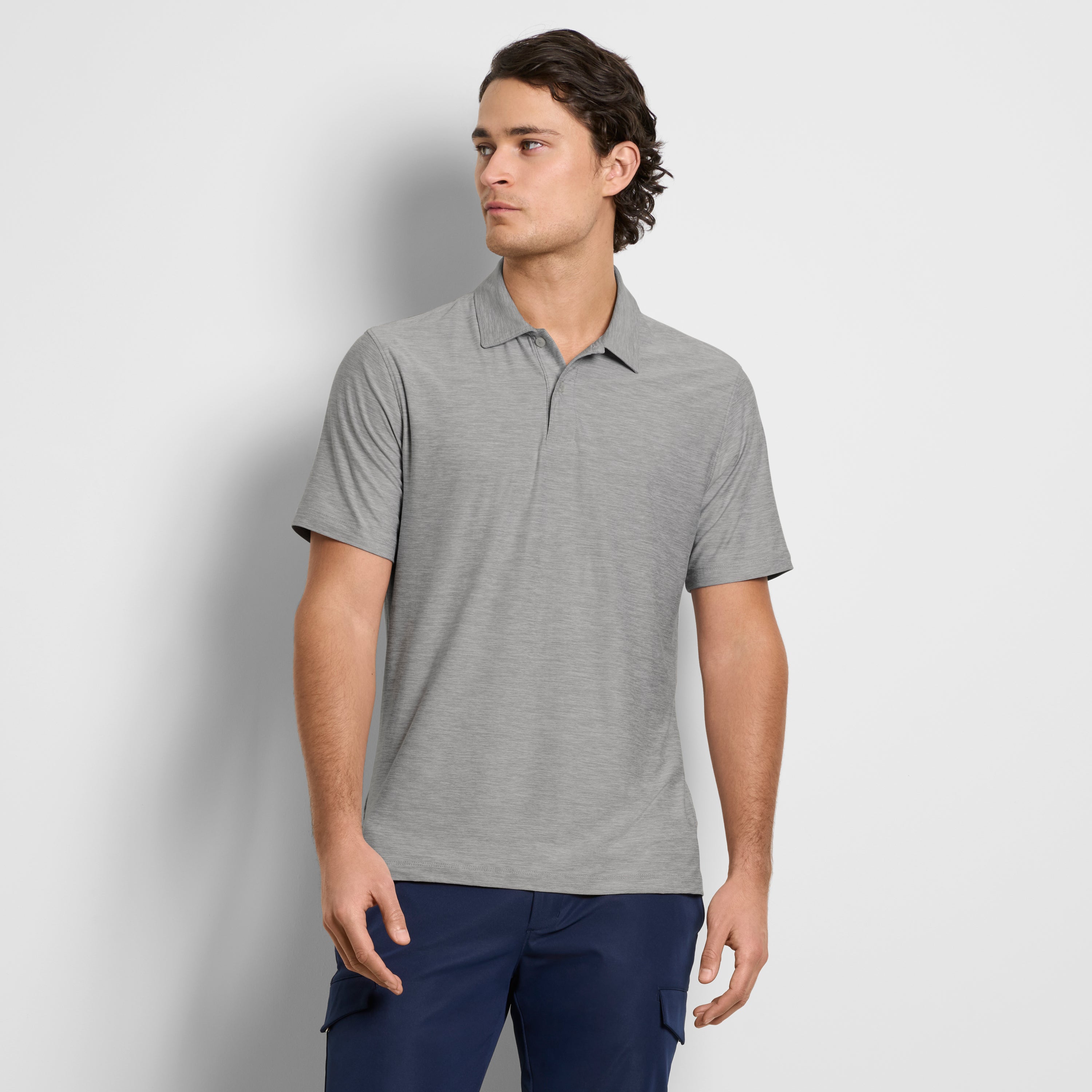 Space Dyed Jersey Short Sleeve Button Polo