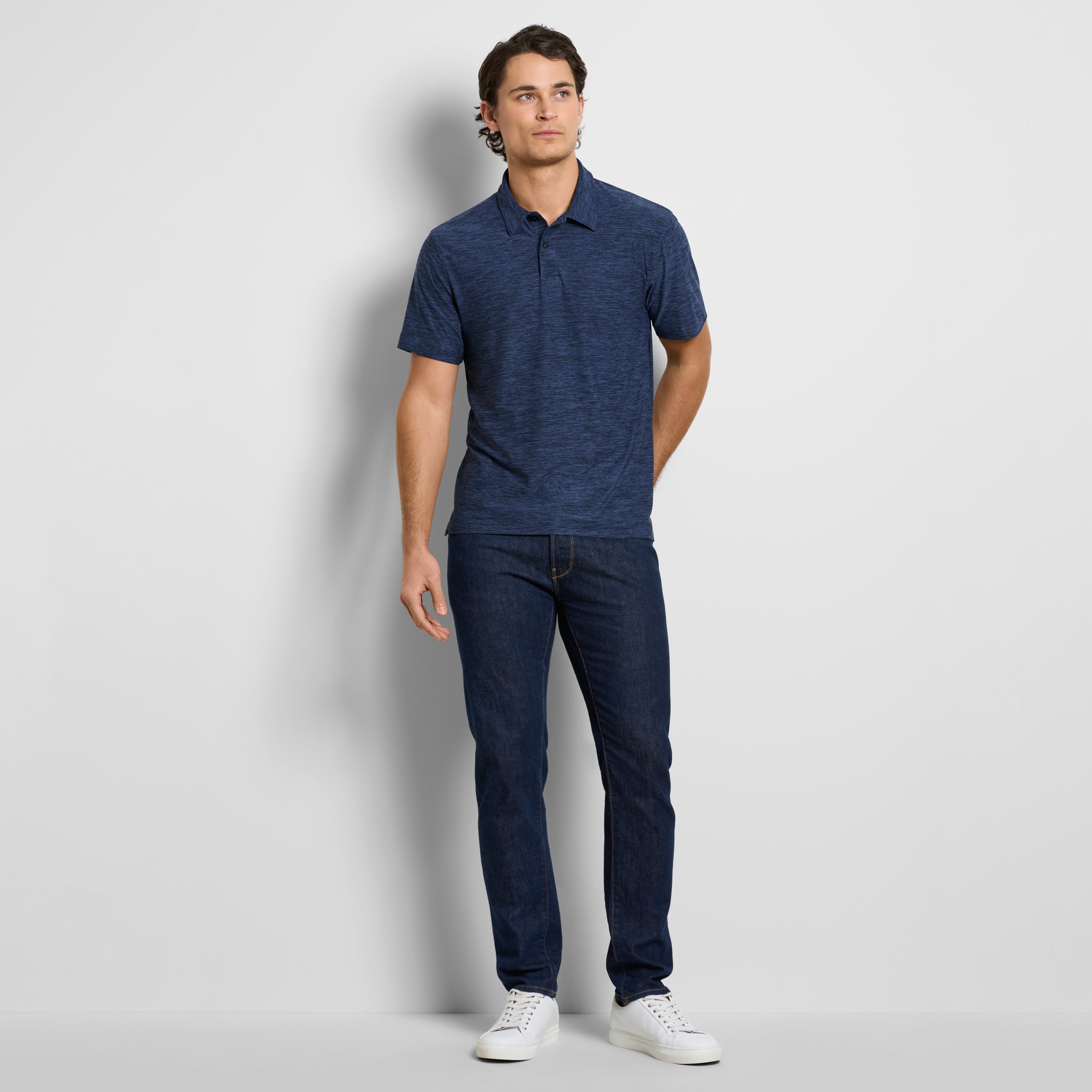 Space Dyed Jersey Short Sleeve Button Polo