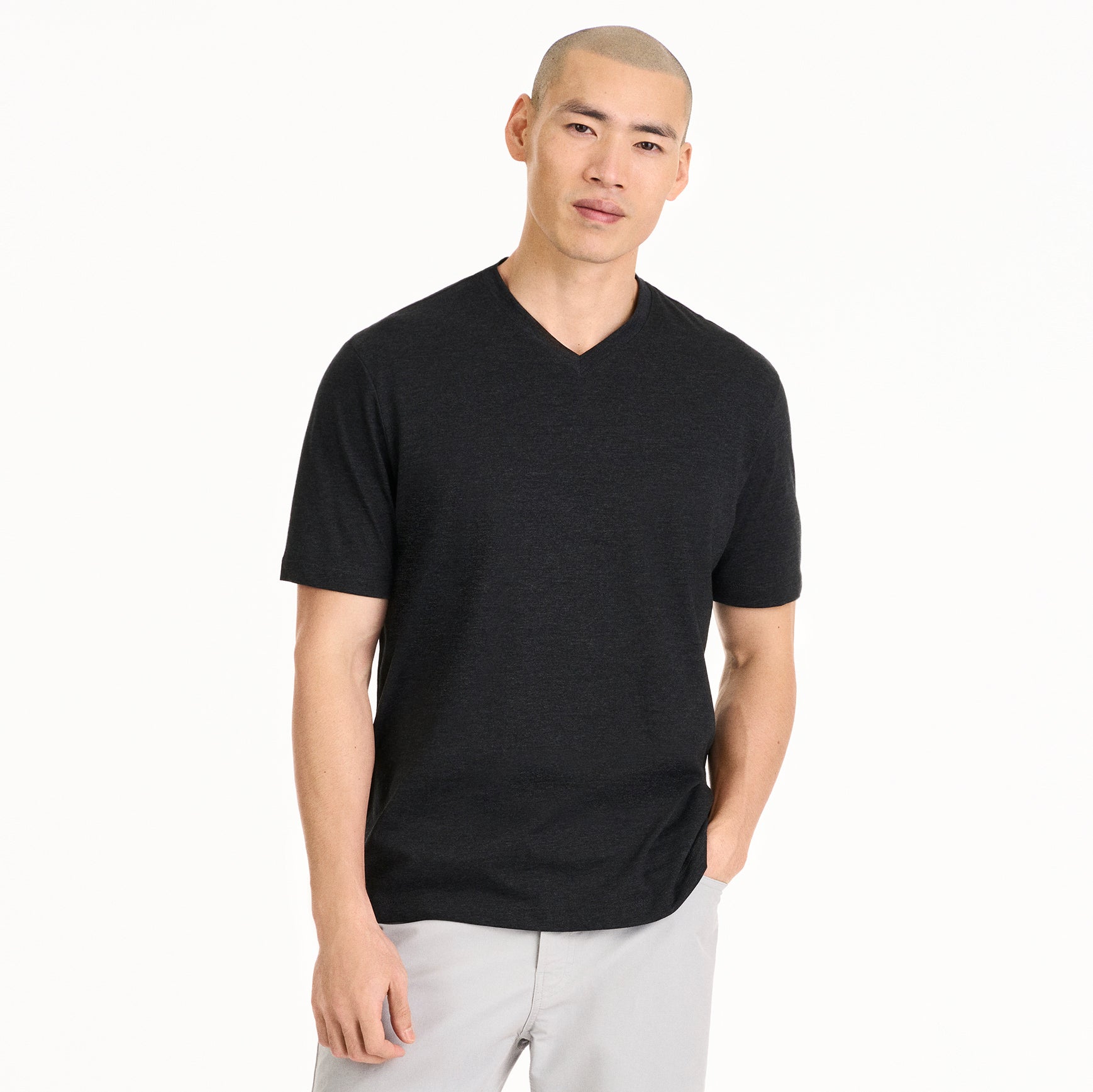 Essential Stain Shield V-Neck Short Sleeve Basic Tee Shirt