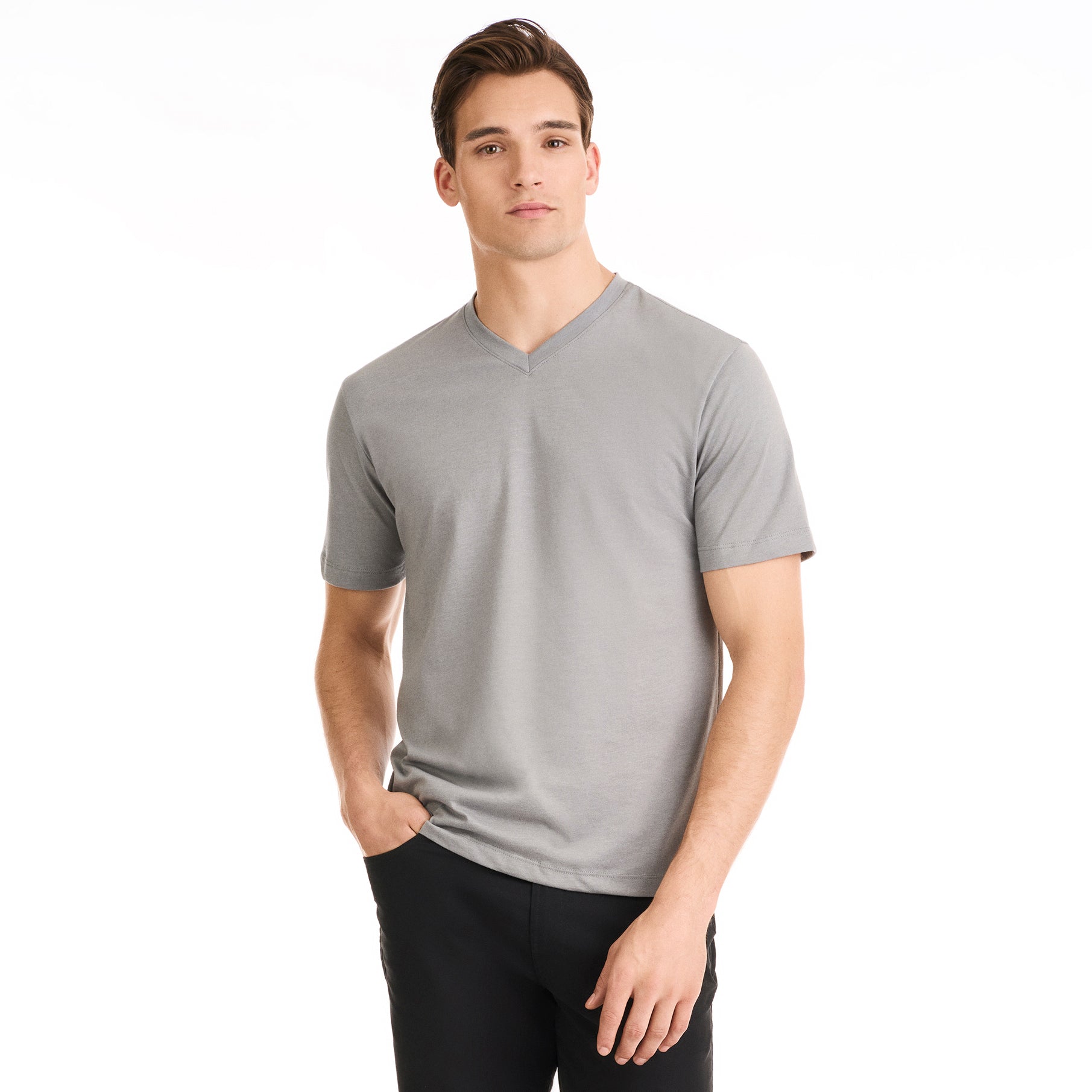 Essential Stain Shield V-Neck Short Sleeve Basic Tee Shirt