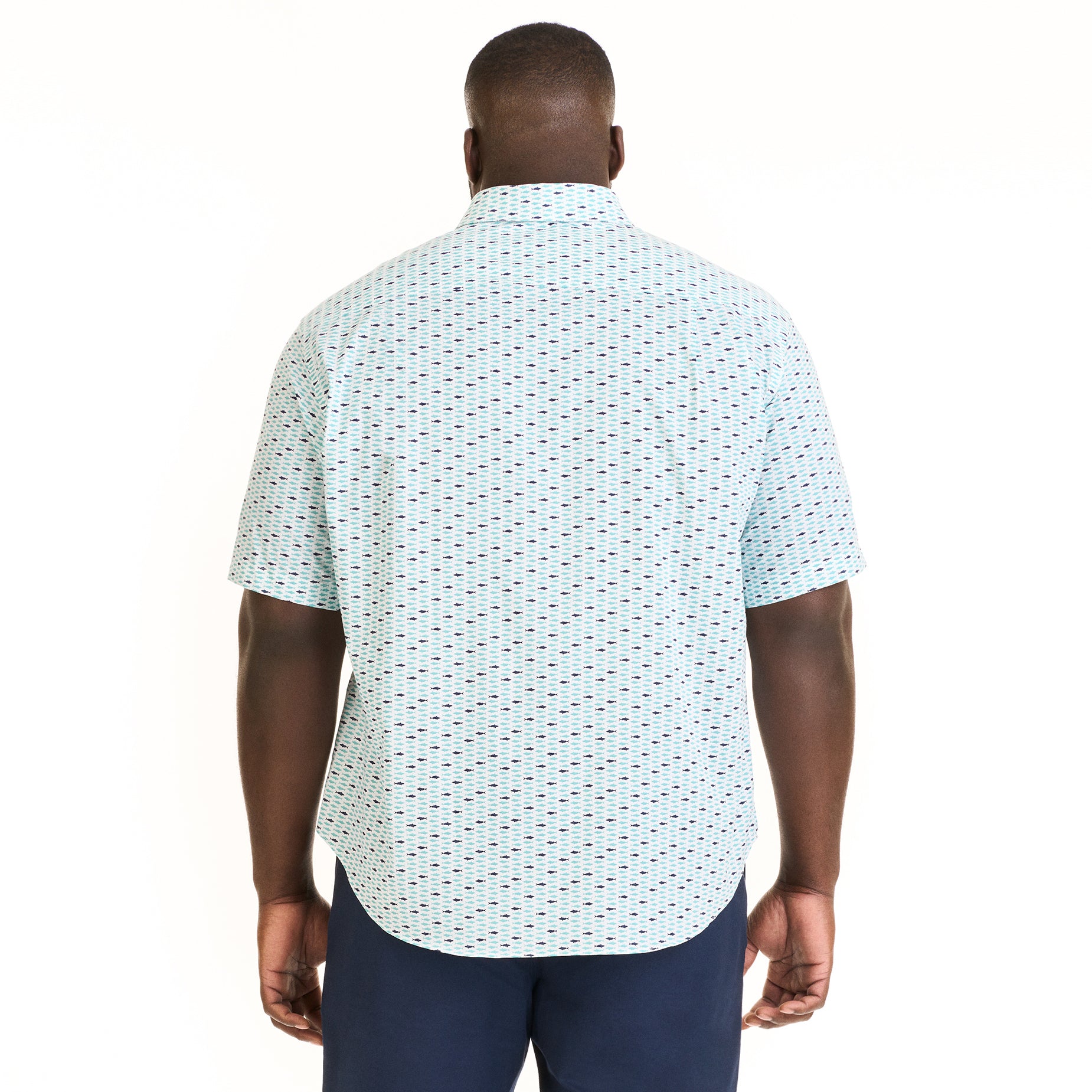 Essential Stain Shield Shark School Print Short Sleeve Shirt - Big &amp; Tall
