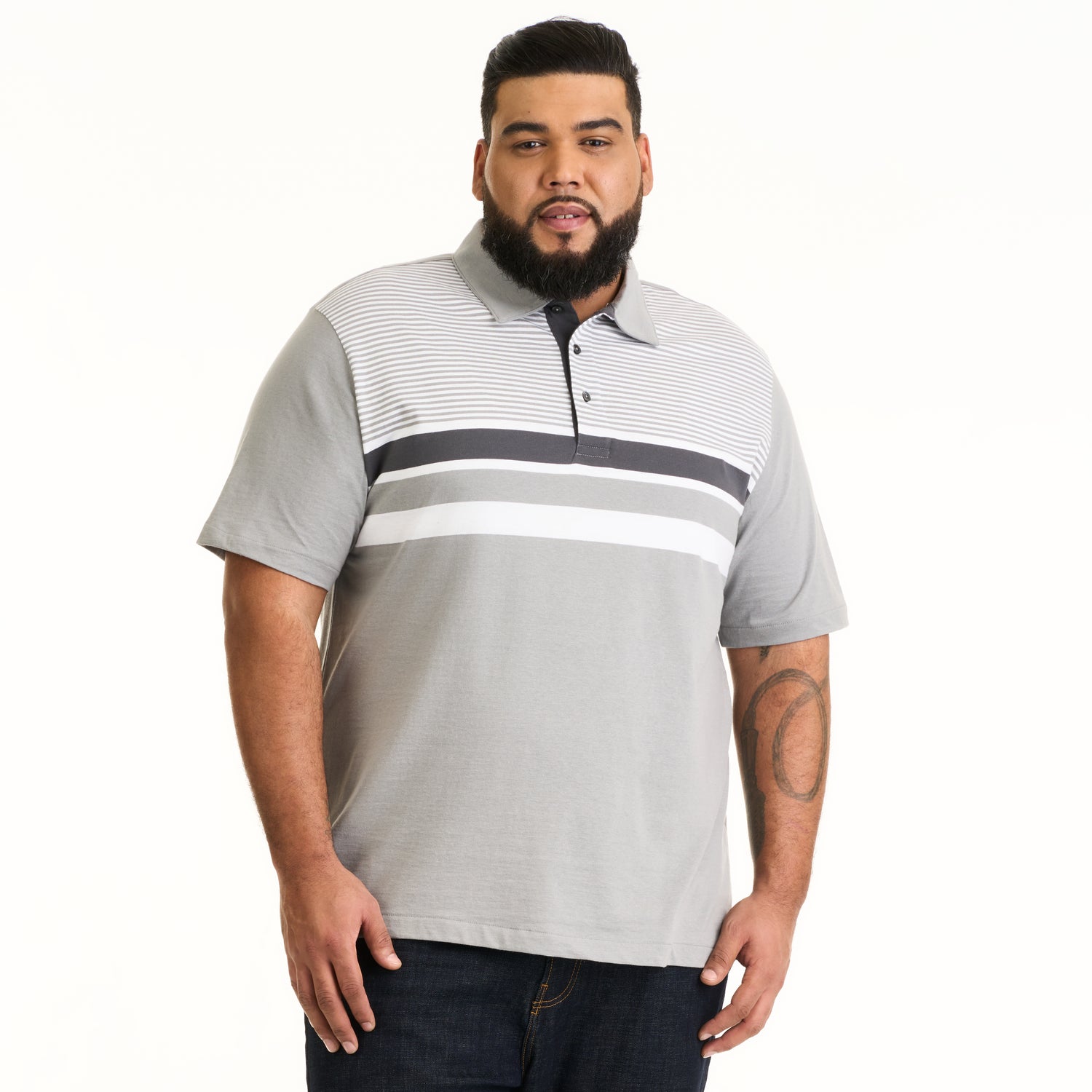 Essential Multi Stripe Cotton Jersey Short Sleeve Polo - Big & Tall