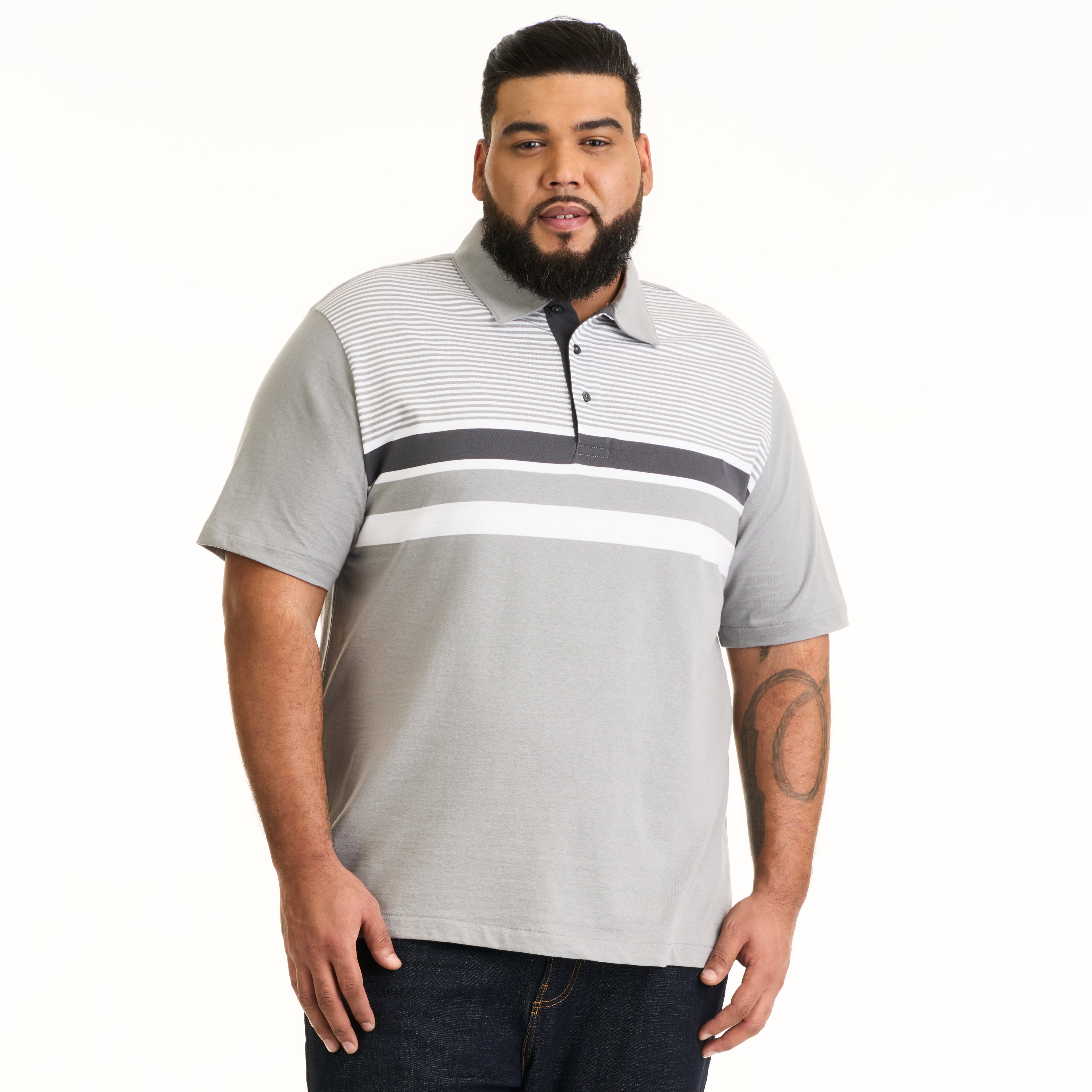 Essential Multi Stripe Cotton Jersey Short Sleeve Polo - Big & Tall