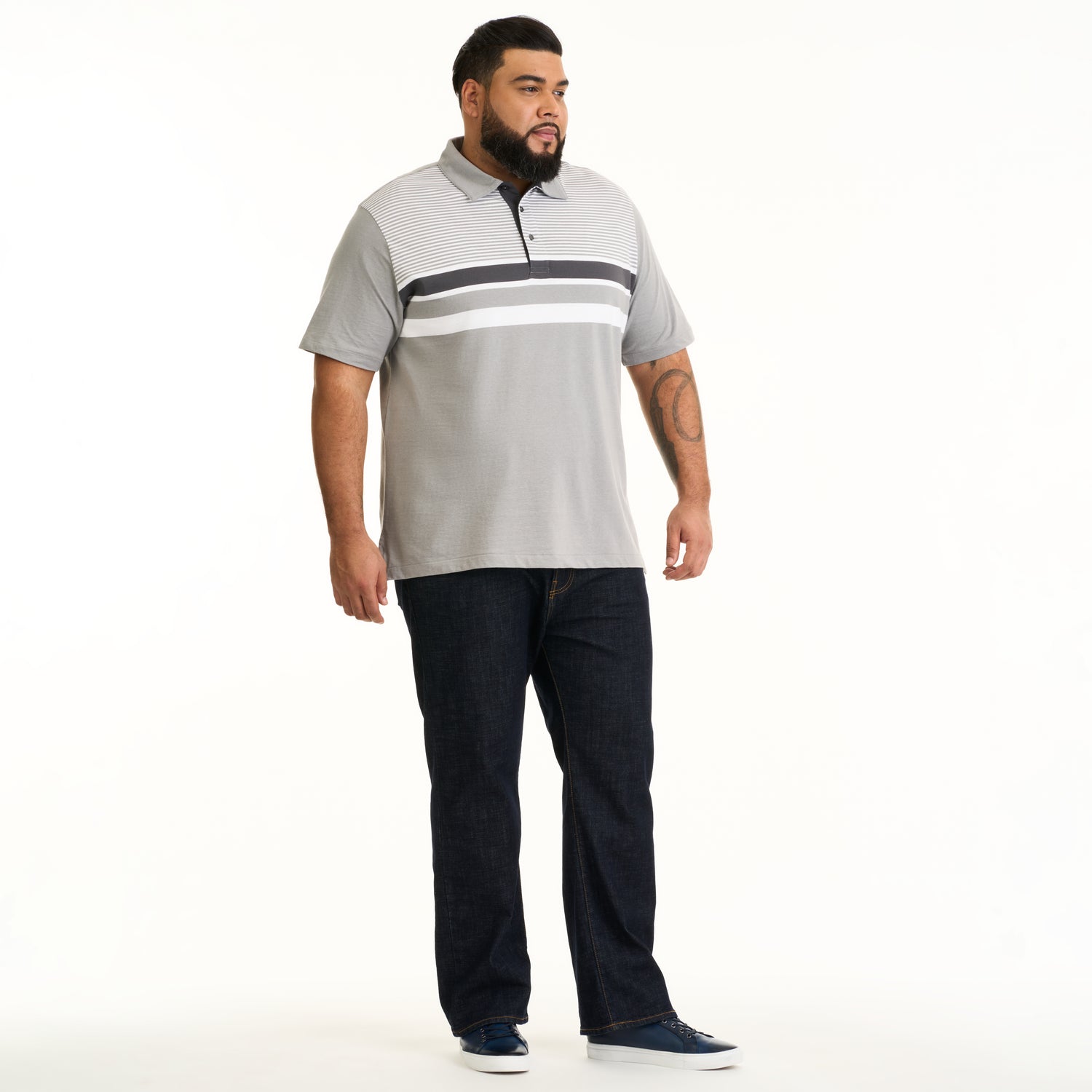 Essential Multi Stripe Cotton Jersey Short Sleeve Polo - Big & Tall