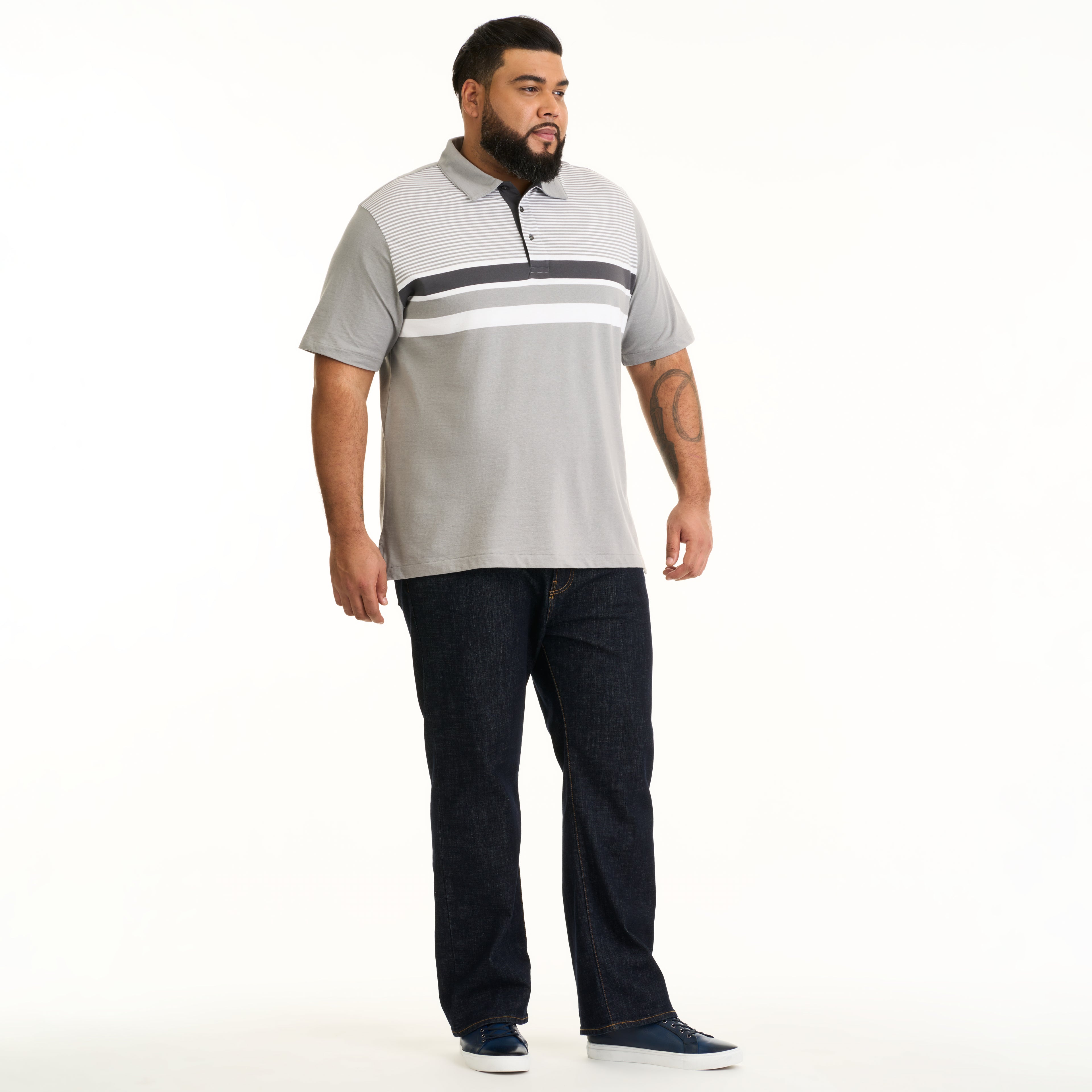 Essential Multi Stripe Cotton Jersey Short Sleeve Polo - Big & Tall