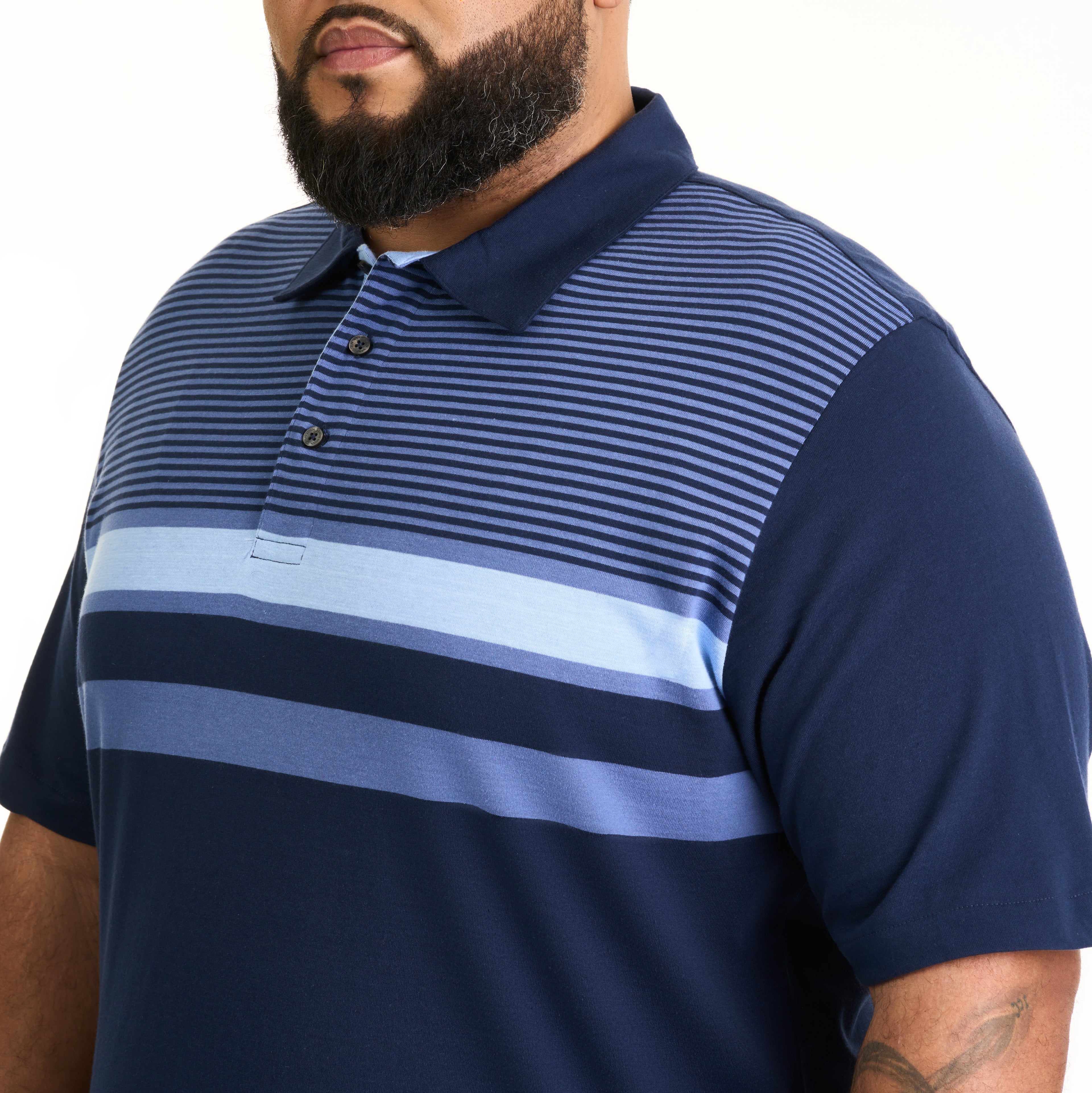 Essential Multi Stripe Cotton Jersey Short Sleeve Polo - Big &amp; Tall