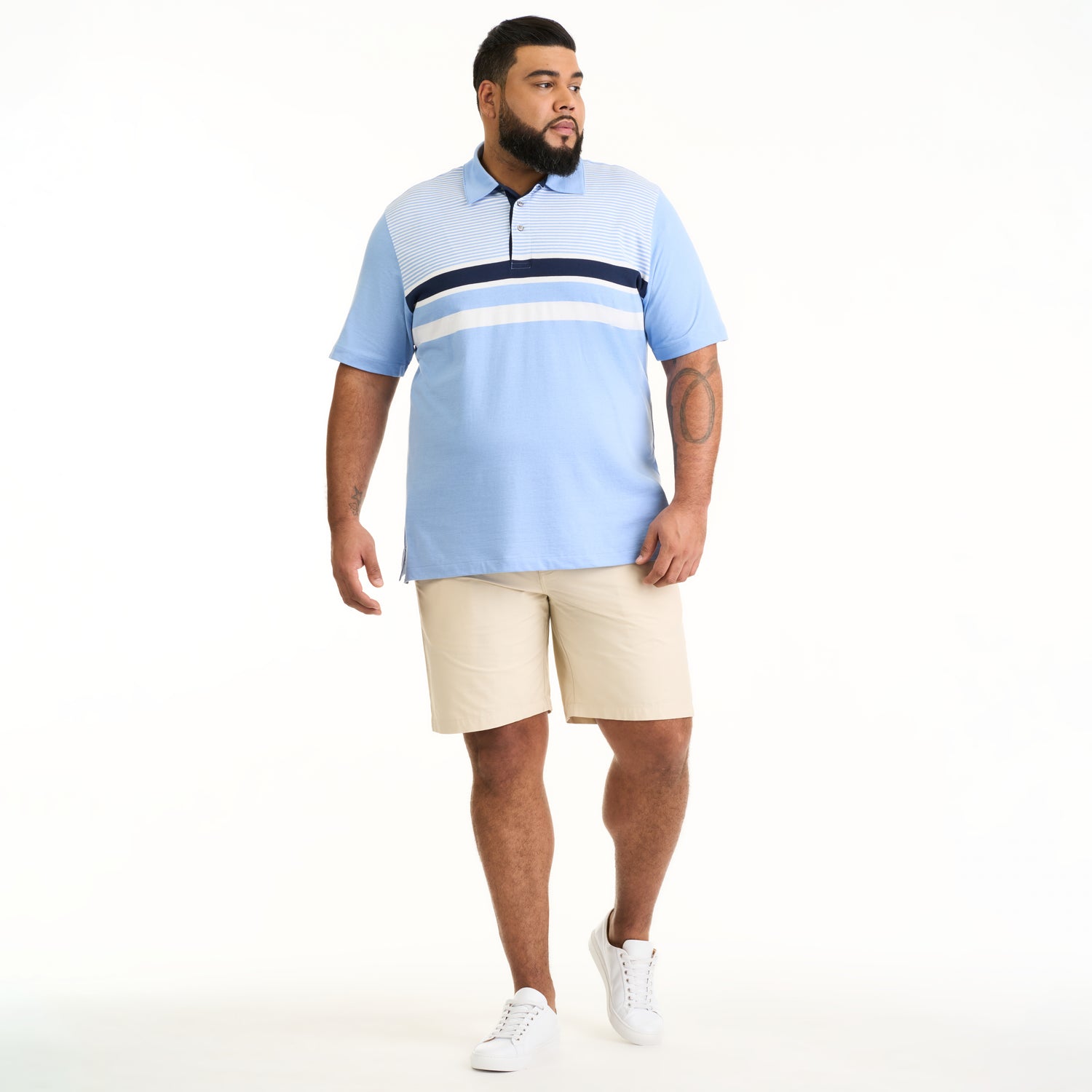 Essential Multi Stripe Cotton Jersey Short Sleeve Polo - Big & Tall
