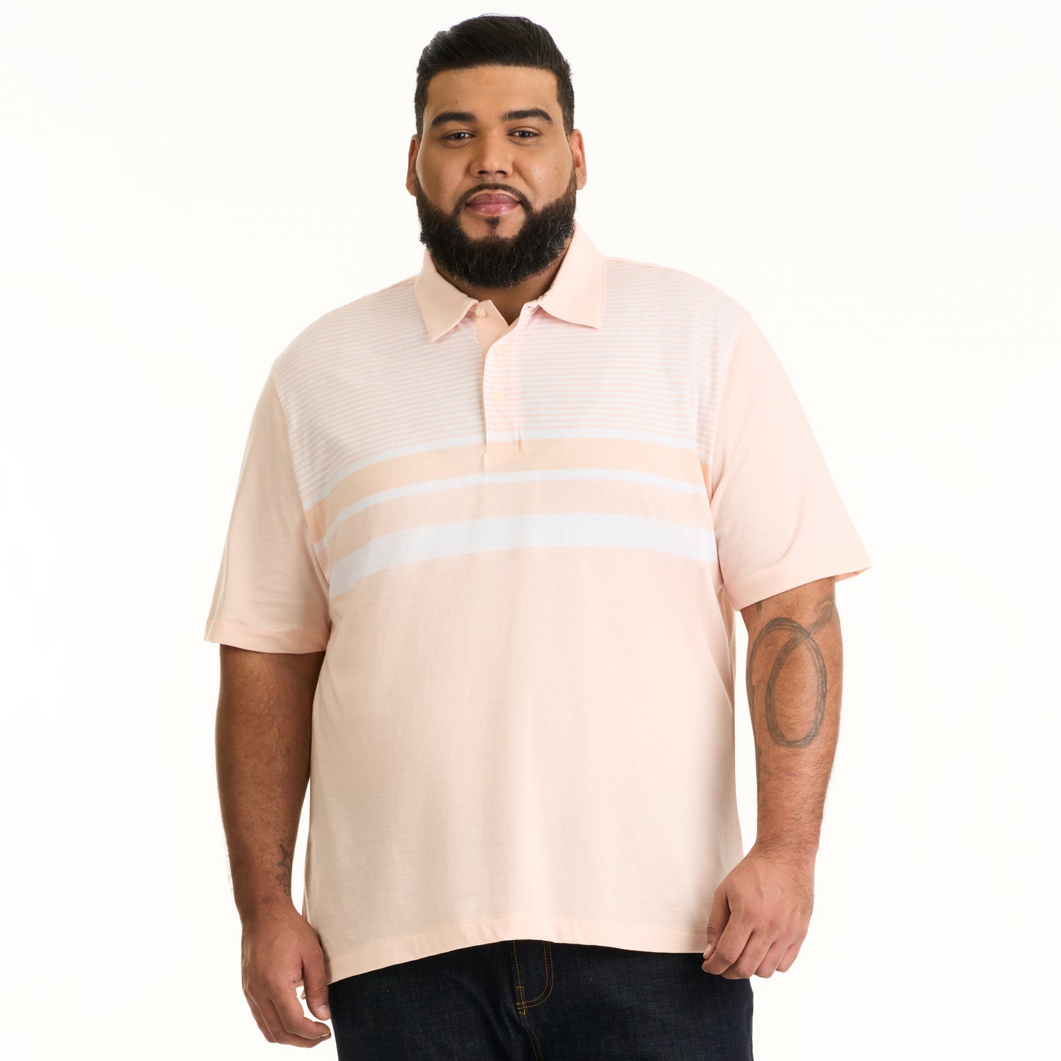 Essential Multi Stripe Cotton Jersey Short Sleeve Polo - Big & Tall
