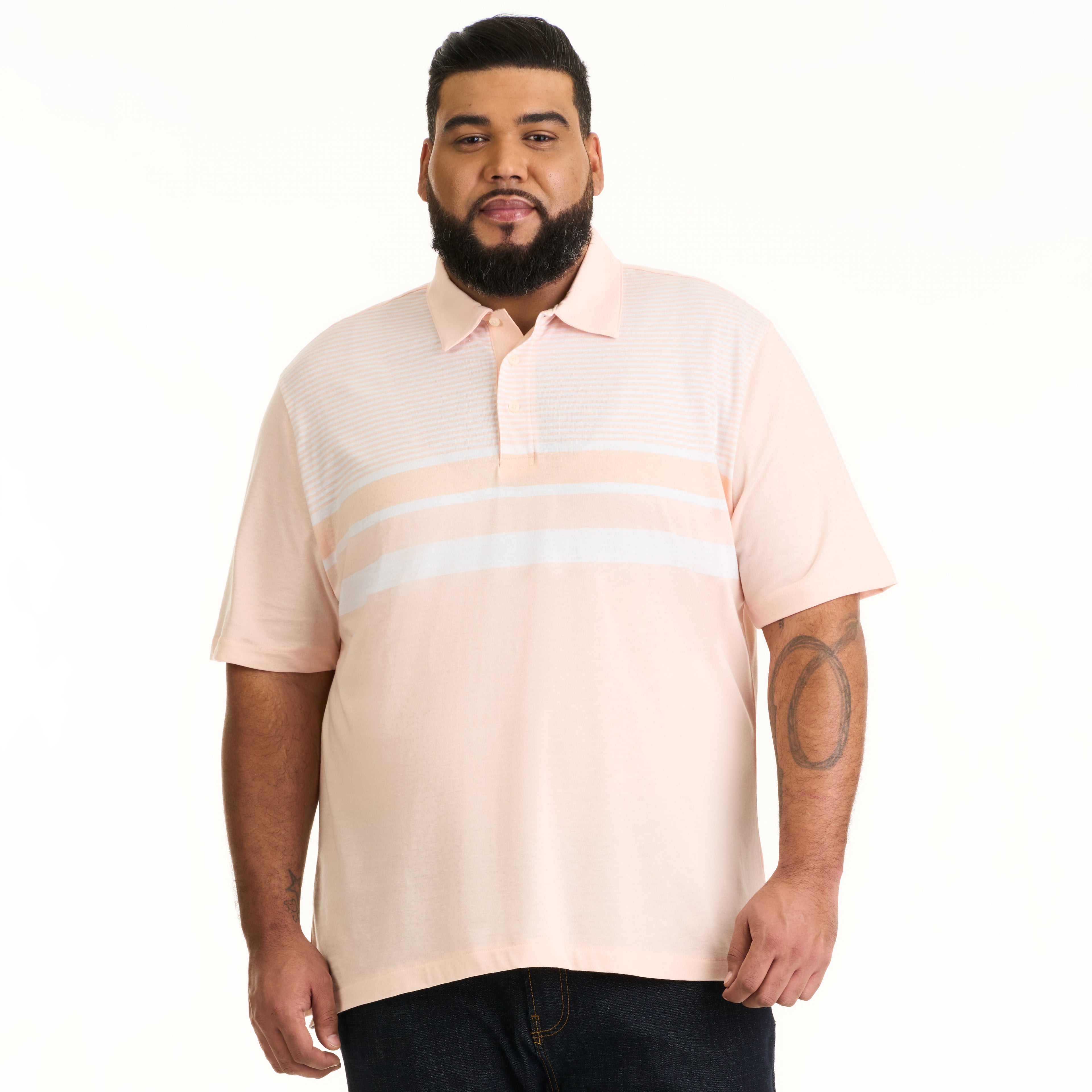 Essential Multi Stripe Cotton Jersey Short Sleeve Polo - Big &amp; Tall