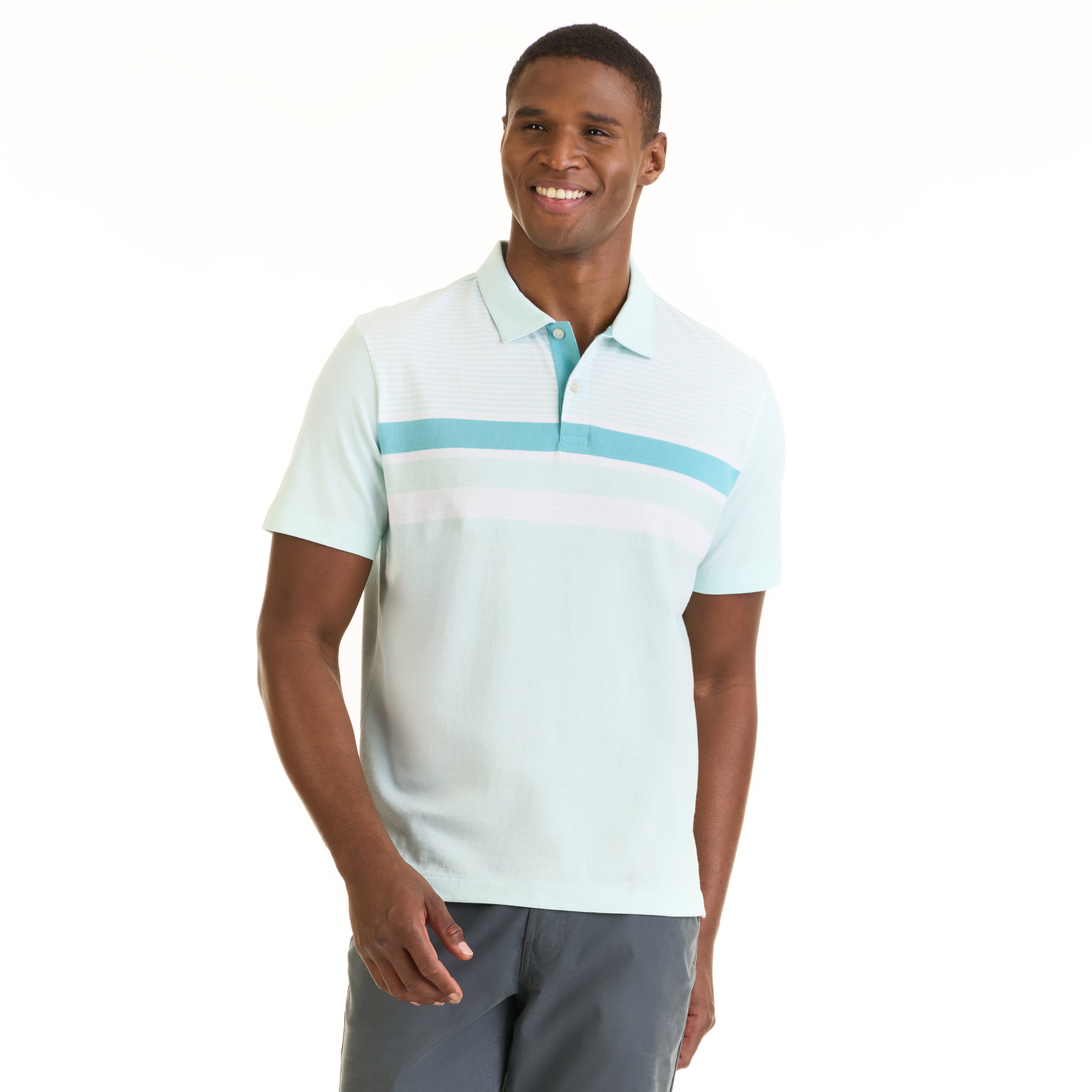 Essential Multi Stripe Cotton Jersey Short Sleeve Polo