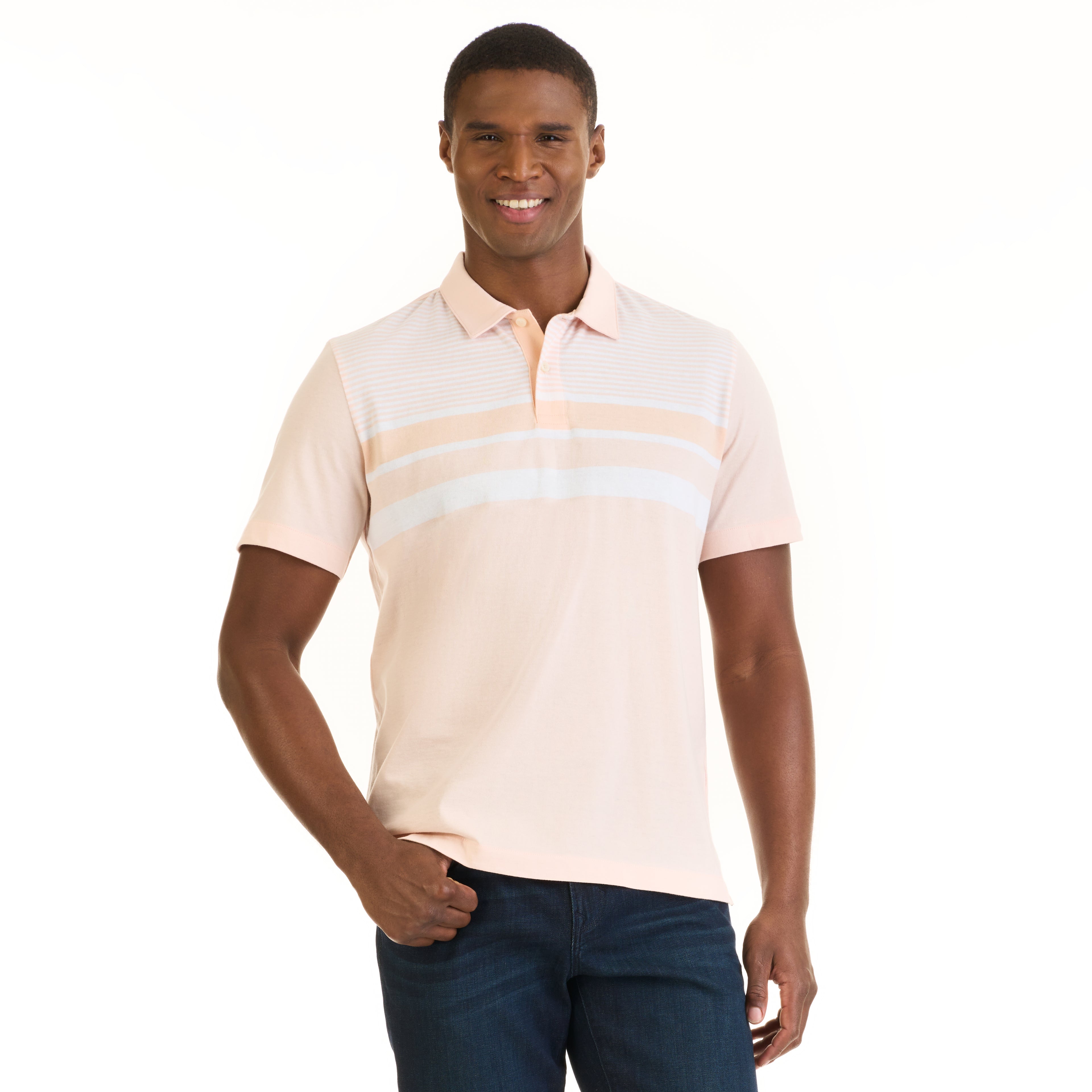 Essential Multi Stripe Cotton Jersey Short Sleeve Polo