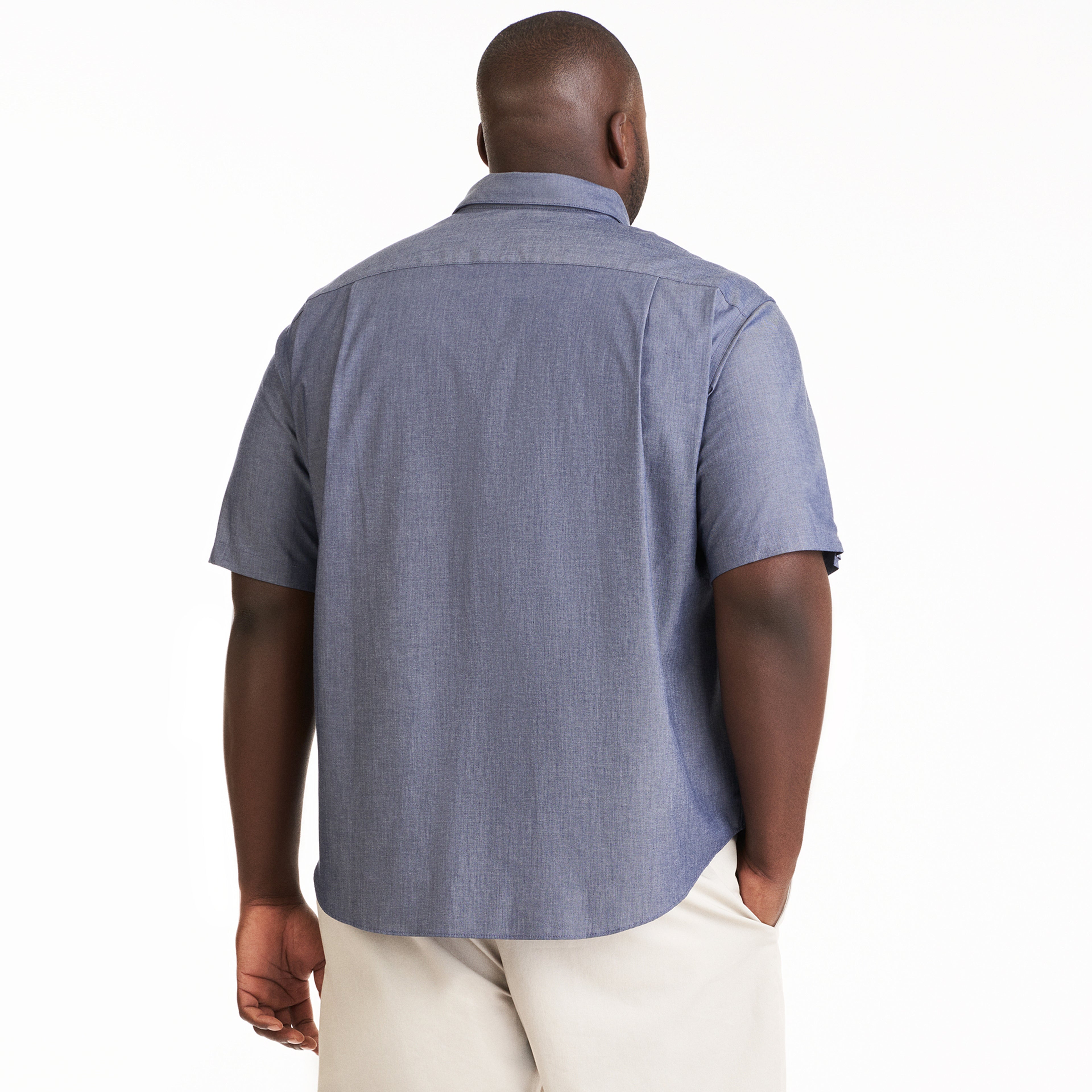 Essential Stain Shield Twill Chambray Short Sleeve Shirt - Big &amp; Tall