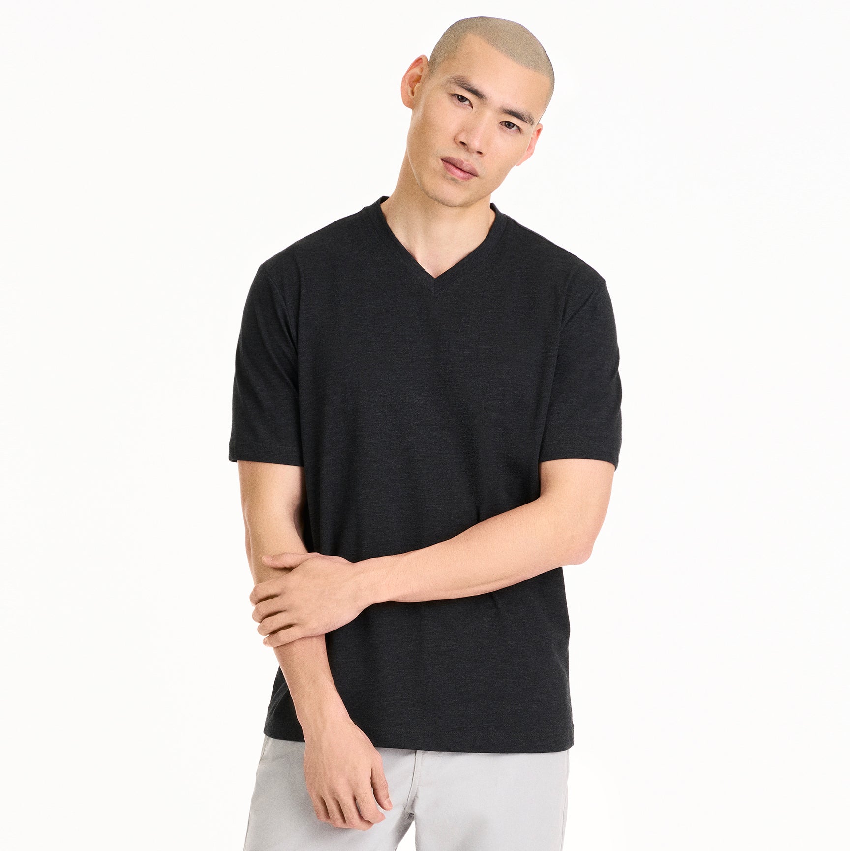 Essential Stain Shield V-Neck Short Sleeve Basic Tee Shirt