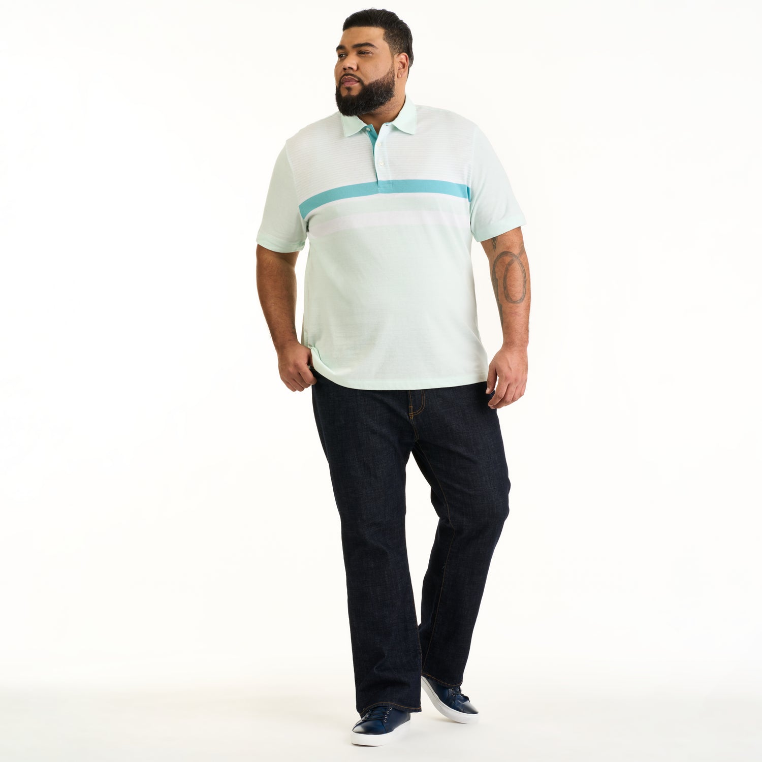 Essential Multi Stripe Cotton Jersey Short Sleeve Polo - Big & Tall
