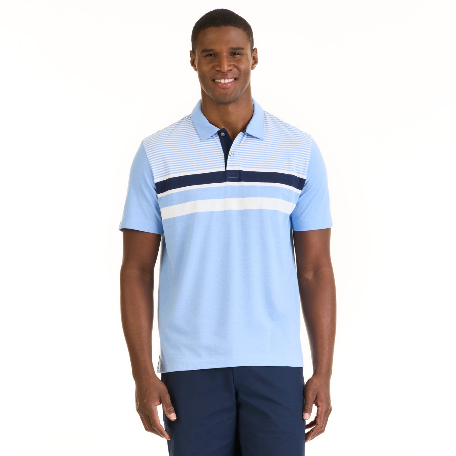 Essential Multi Stripe Cotton Jersey Short Sleeve Polo