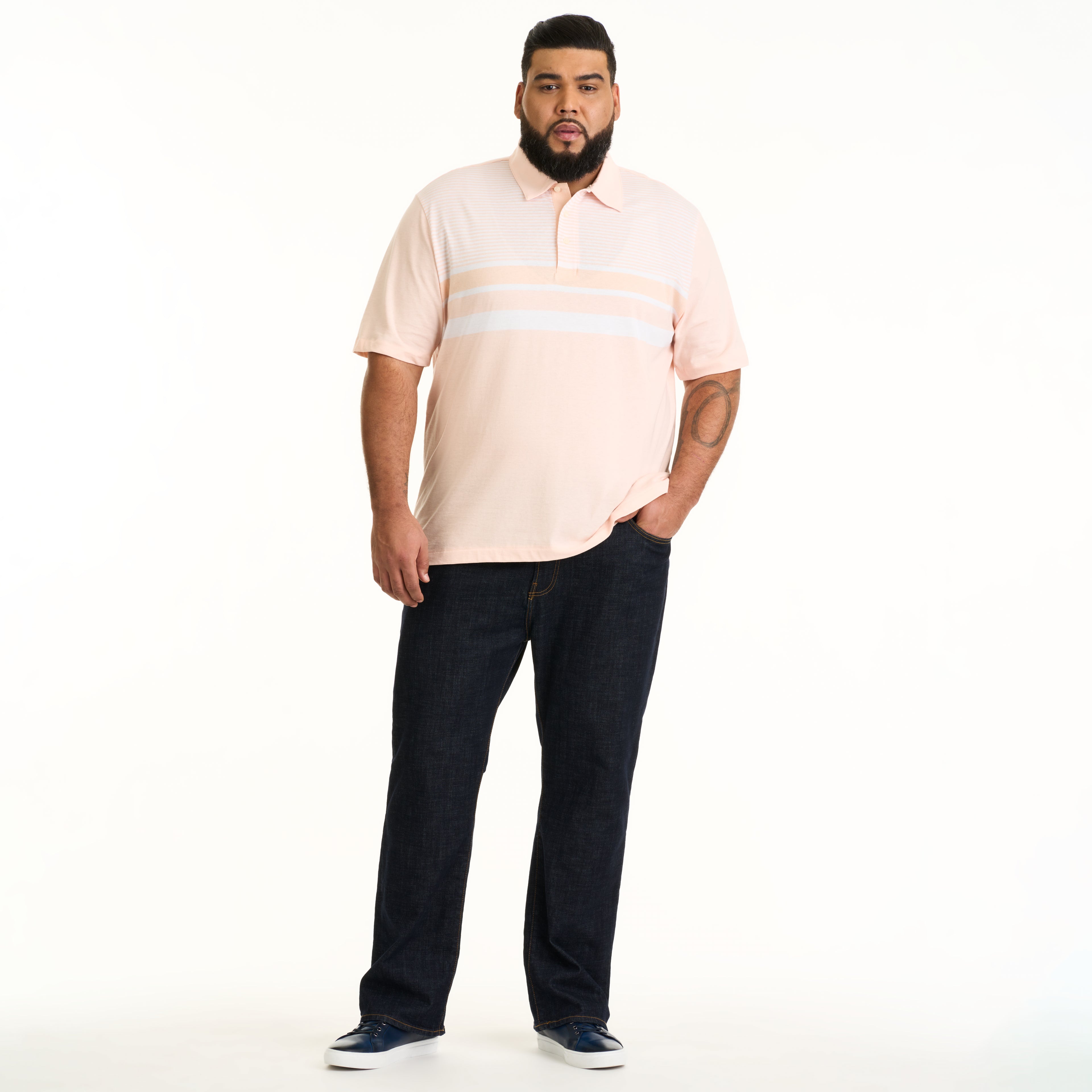 Essential Multi Stripe Cotton Jersey Short Sleeve Polo - Big &amp; Tall