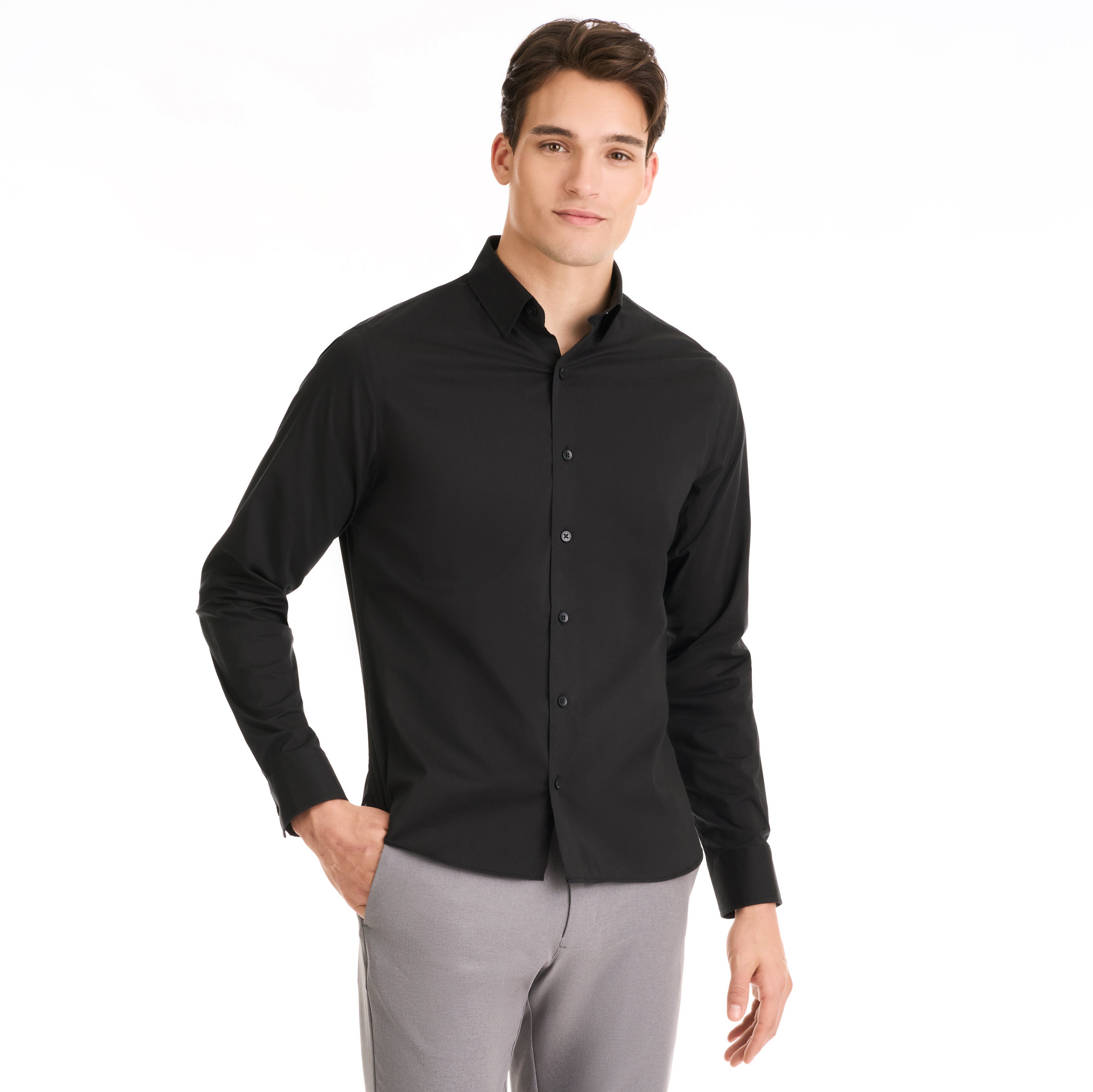 Cronbie Long Sleeve Stain Shield Solid Shirt - Slim Fit