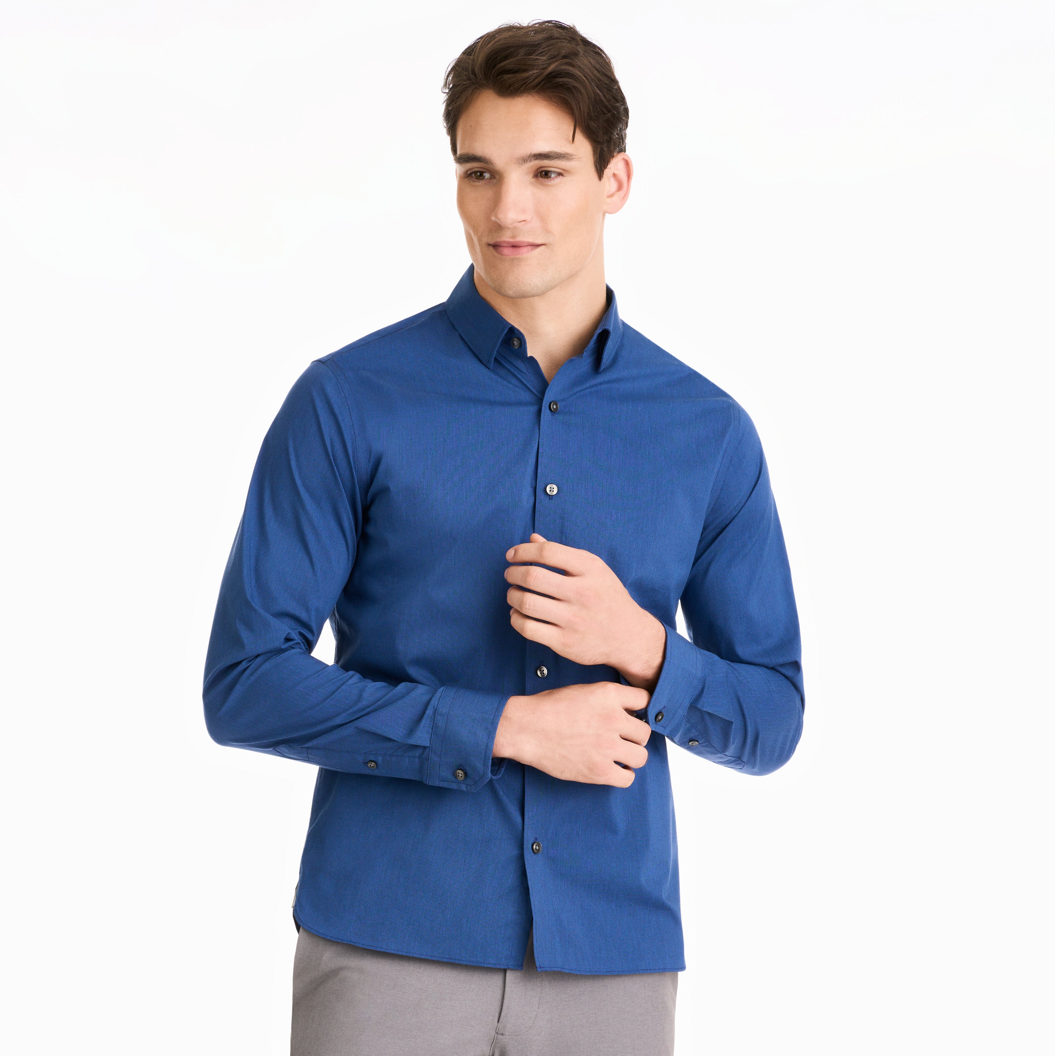 Cronbie Long Sleeve Stain Shield Solid Shirt - Slim Fit