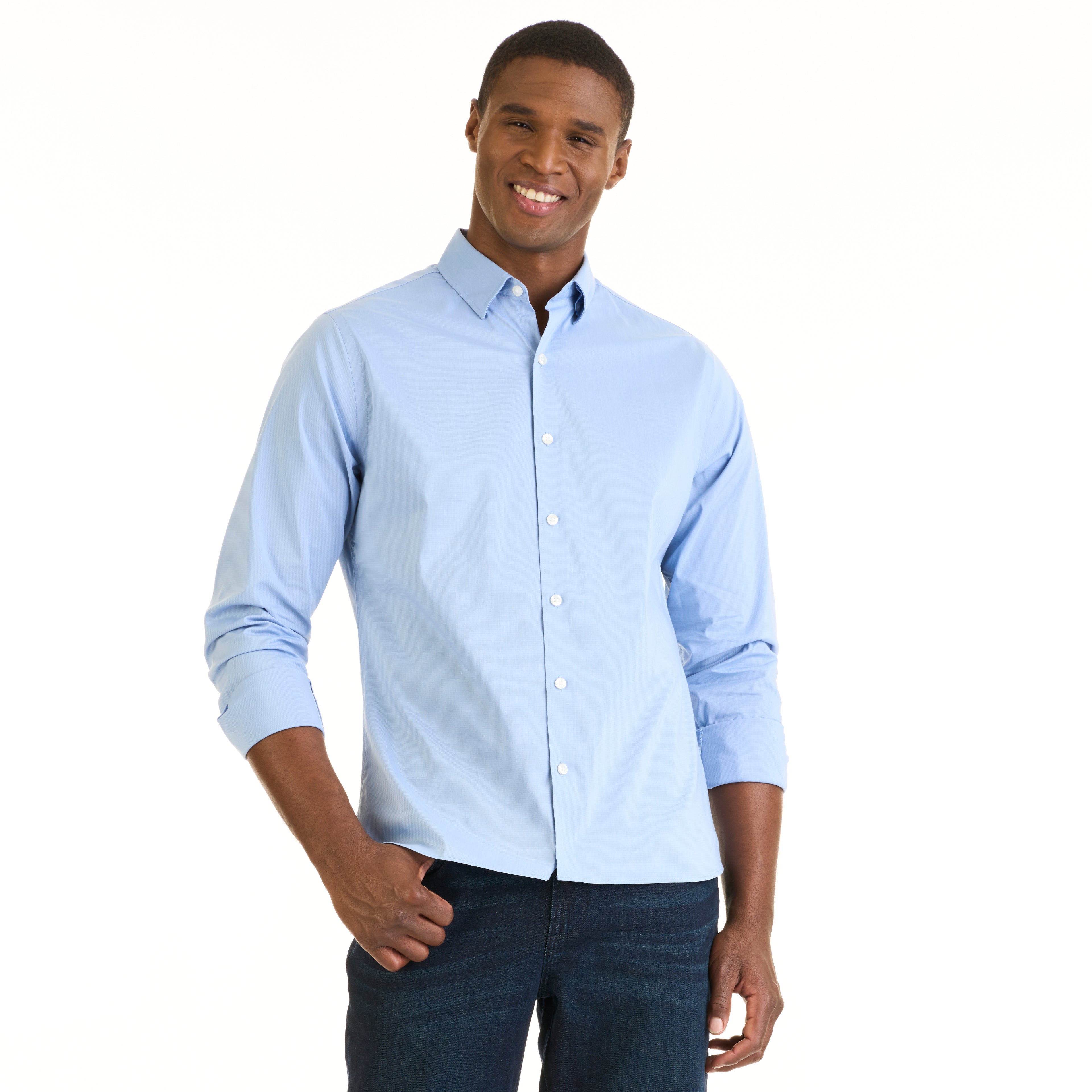 Cronbie Long Sleeve Stain Shield Solid Shirt - Slim Fit