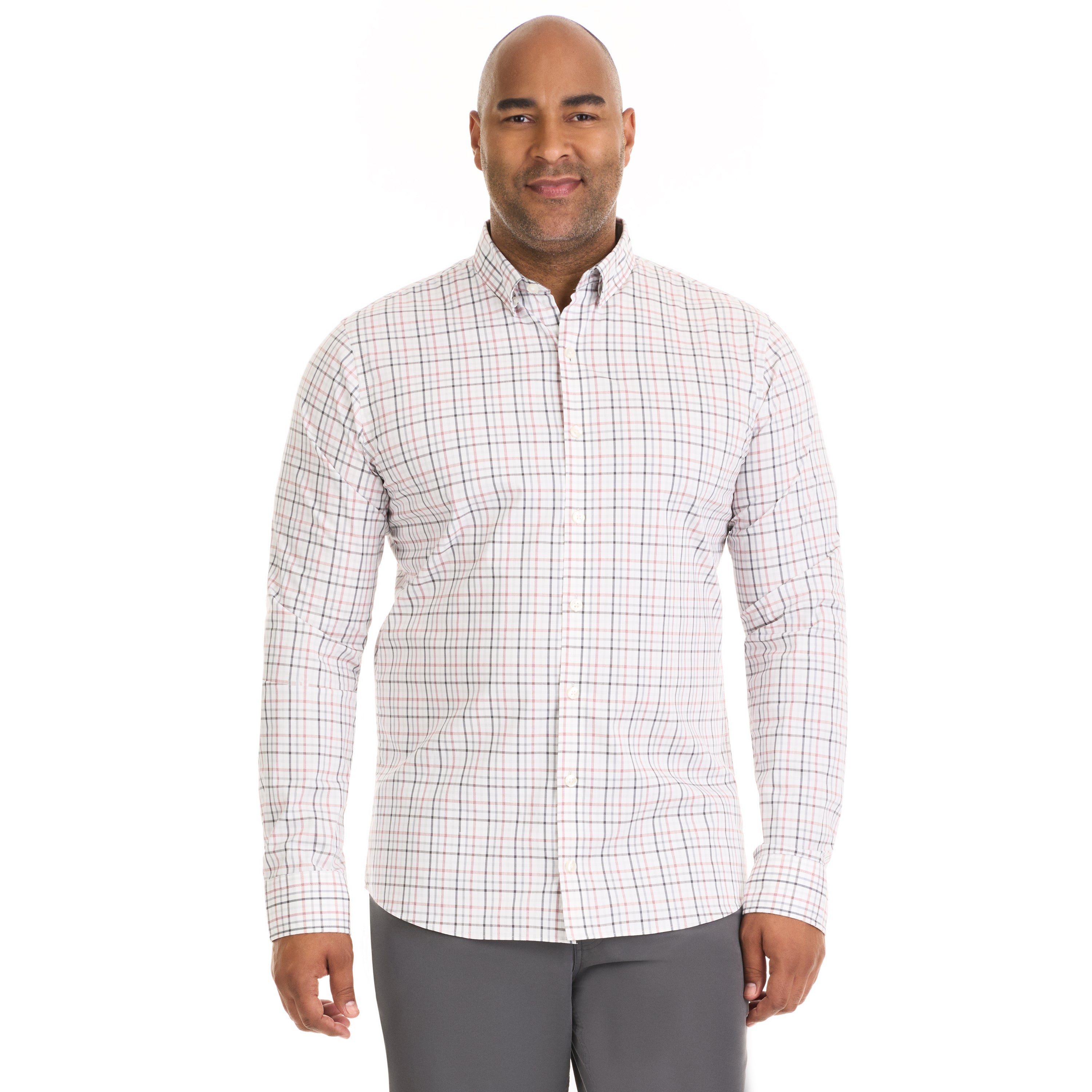 Essential Tattersall Long Sleeve Button Up Top – Big and Tall