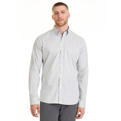 Essential Stain Shield Mini Multi Long Sleeve Button Up Top – Big and Tall