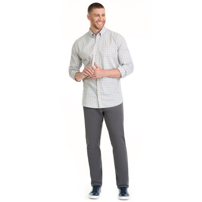 Essential Stain Shield Mini Multi Long Sleeve Button Up Top – Big and Tall