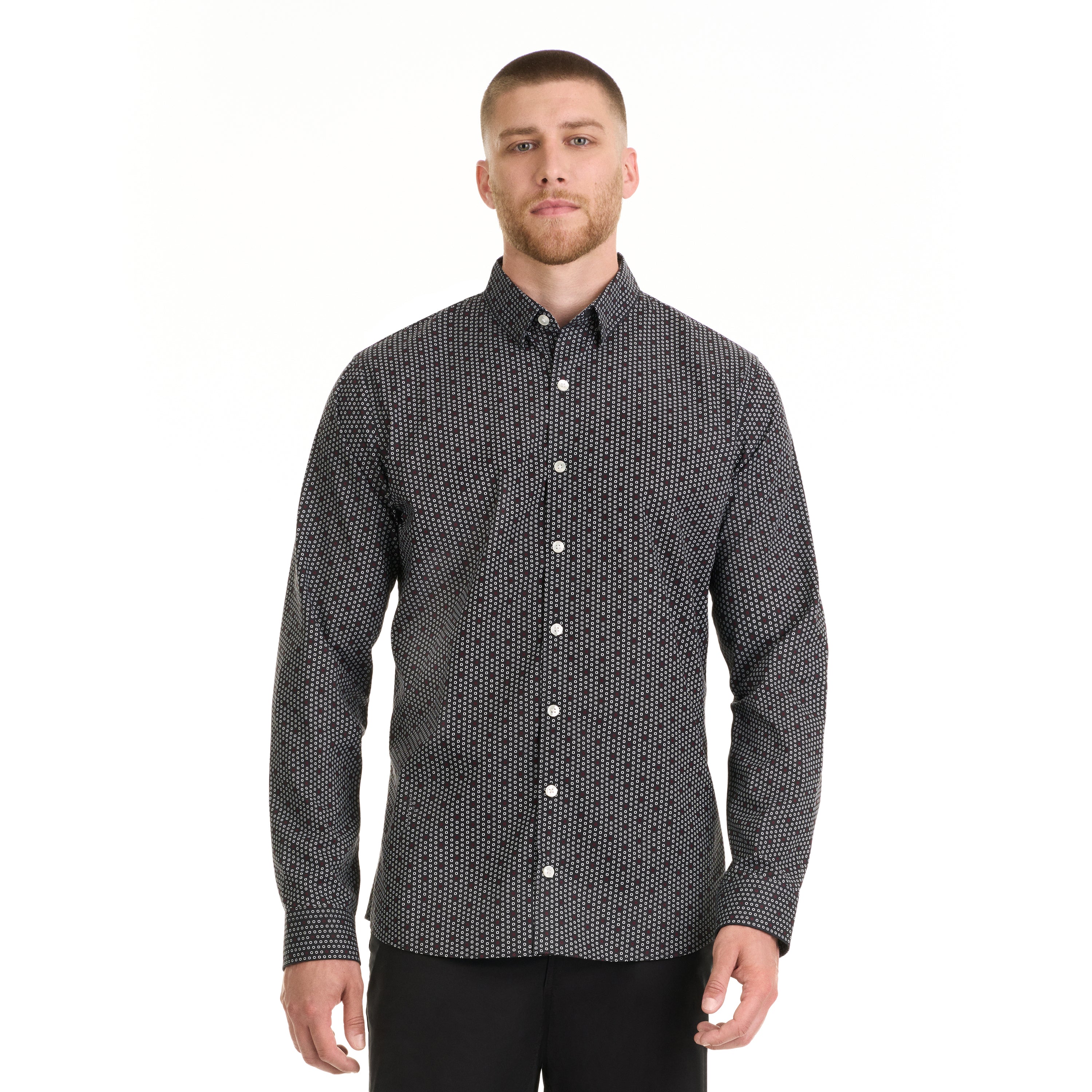 Essential Stain Shield Shirt Long Sleeve Wovens Drop Geo Print - Big &amp; Tall