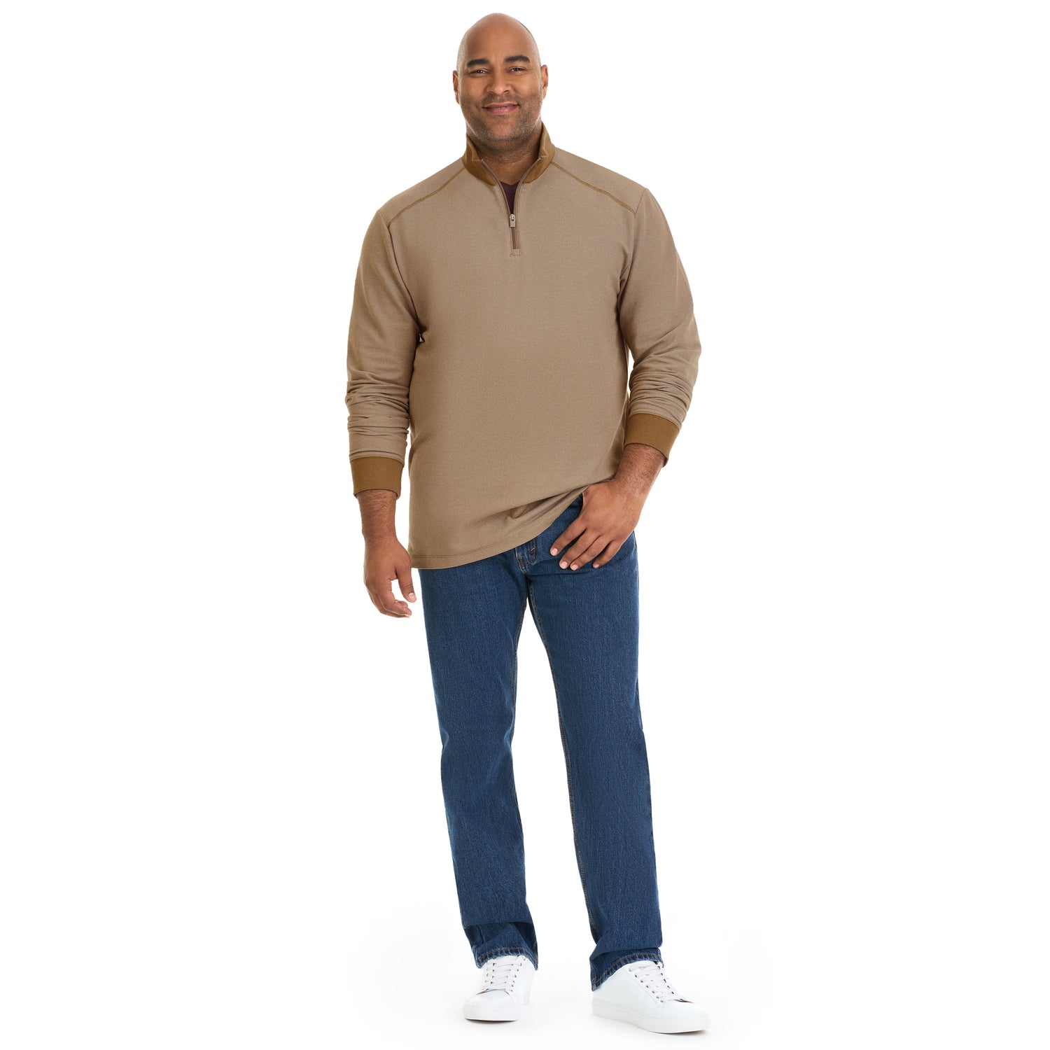 Essential Stain Shield Pique Quarter Zip Pullover- Big and Tall