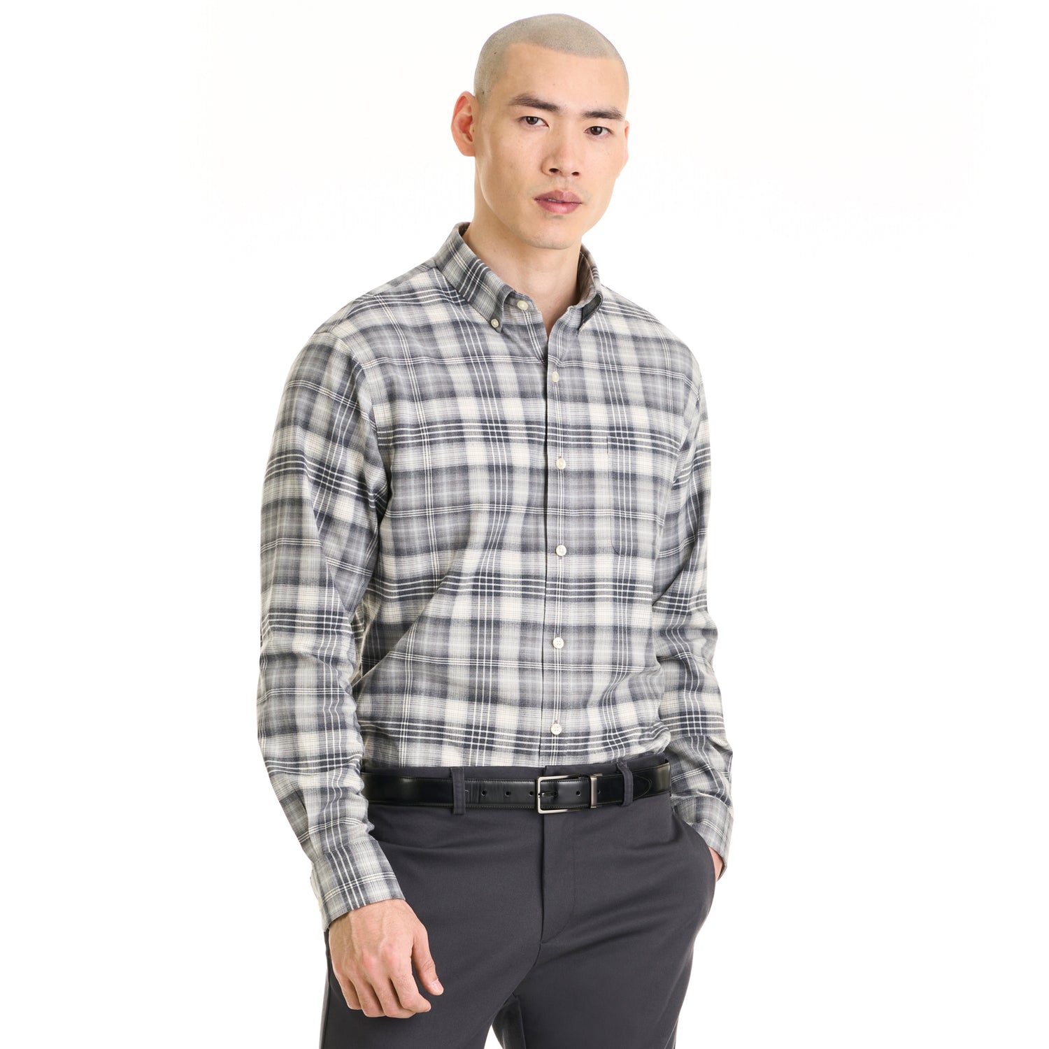 Weekend Twill Ombre Plaid Long Sleeve Button Up Top – Regular Fit
