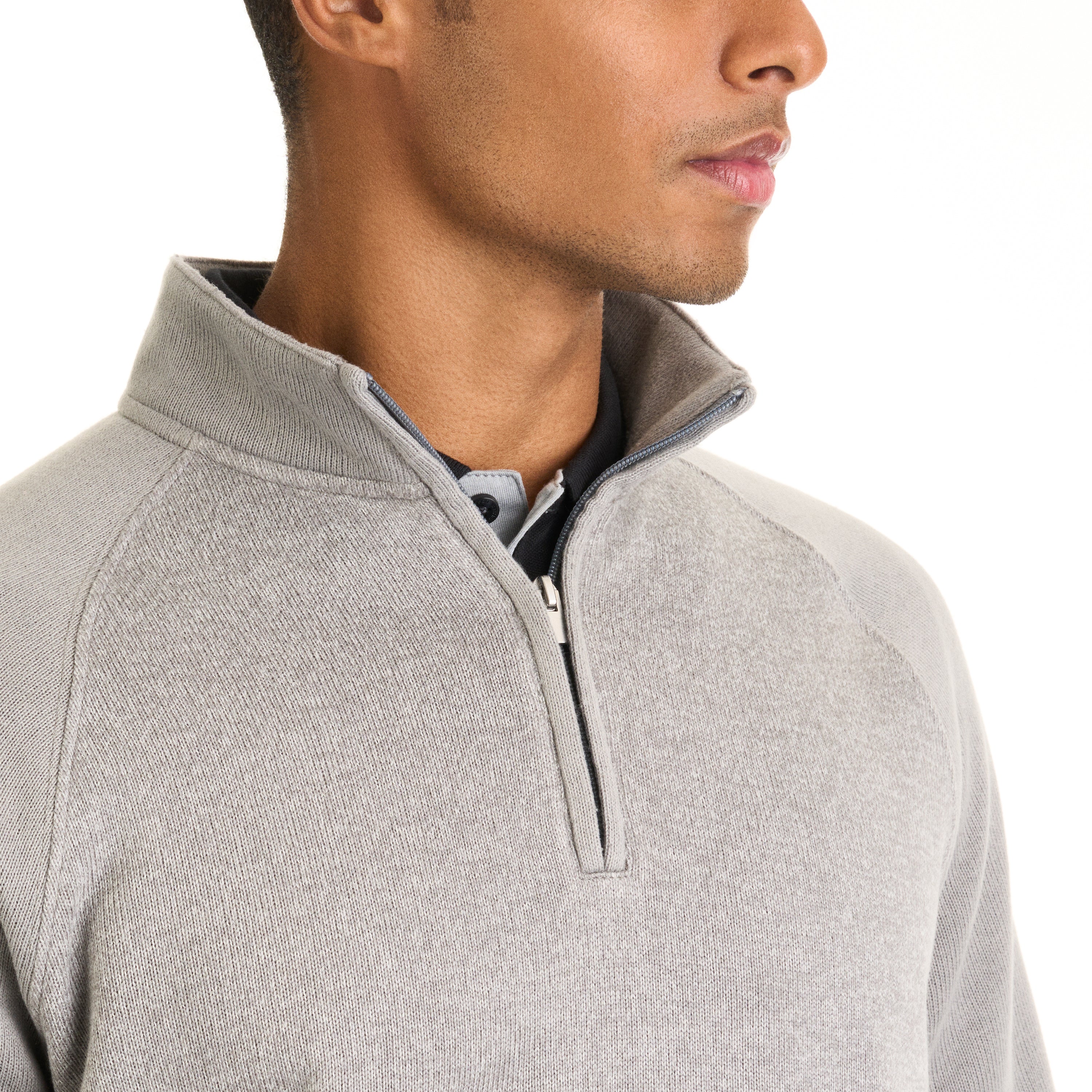 Essential Sweater Fleece Blocked Quarter Zip Pullover- Regular Fit