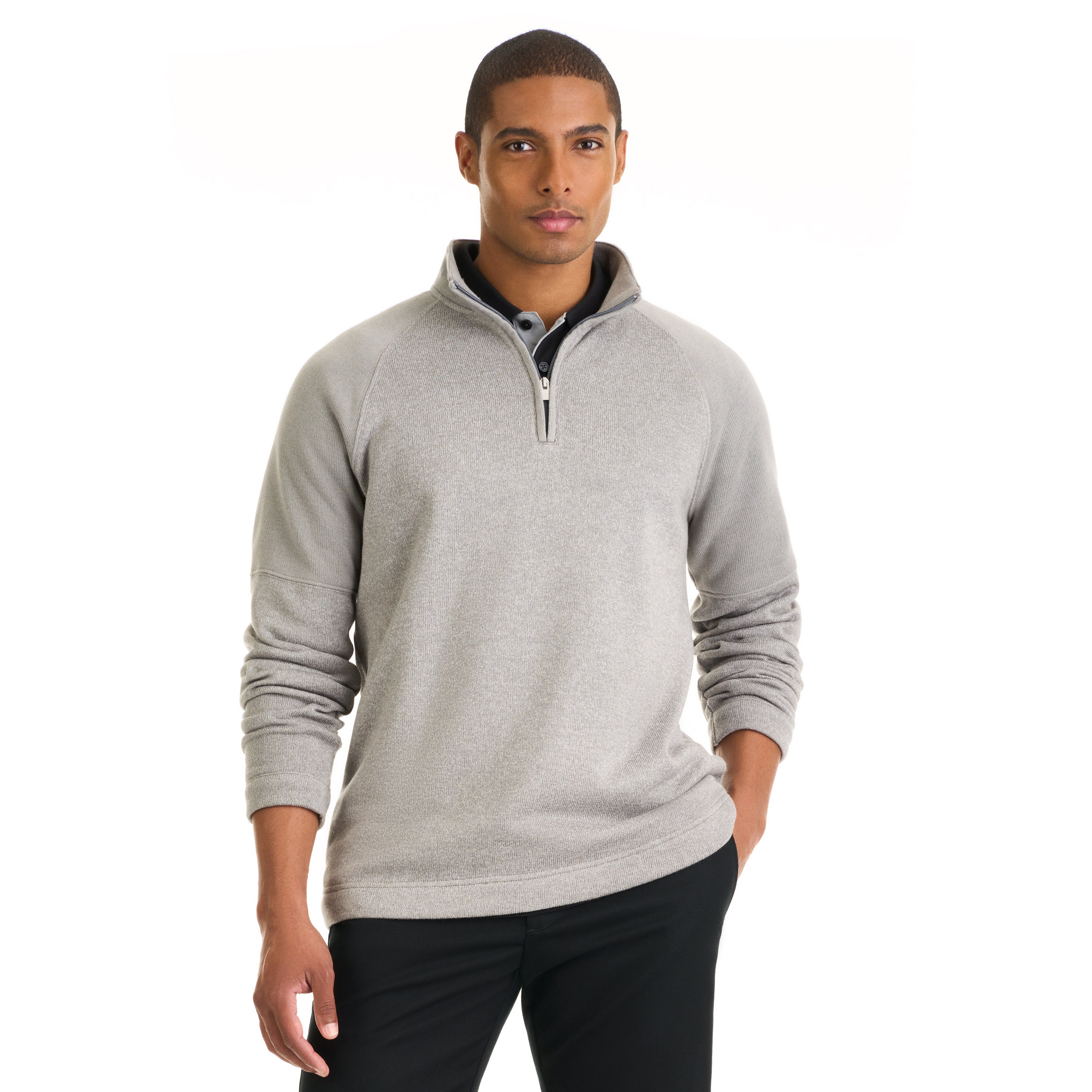 Essential Sweater Fleece Blocked Quarter Zip Pullover- Regular Fit