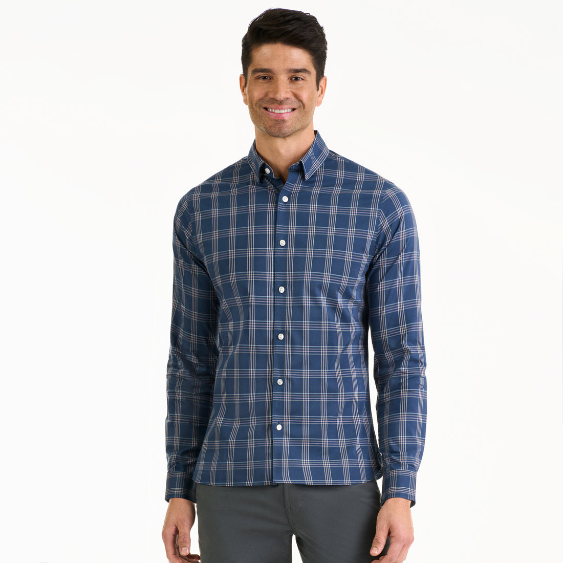 Essential Stain Shield Long Sleeve Shirt Wovens Open Grid  Print - Slim Fit