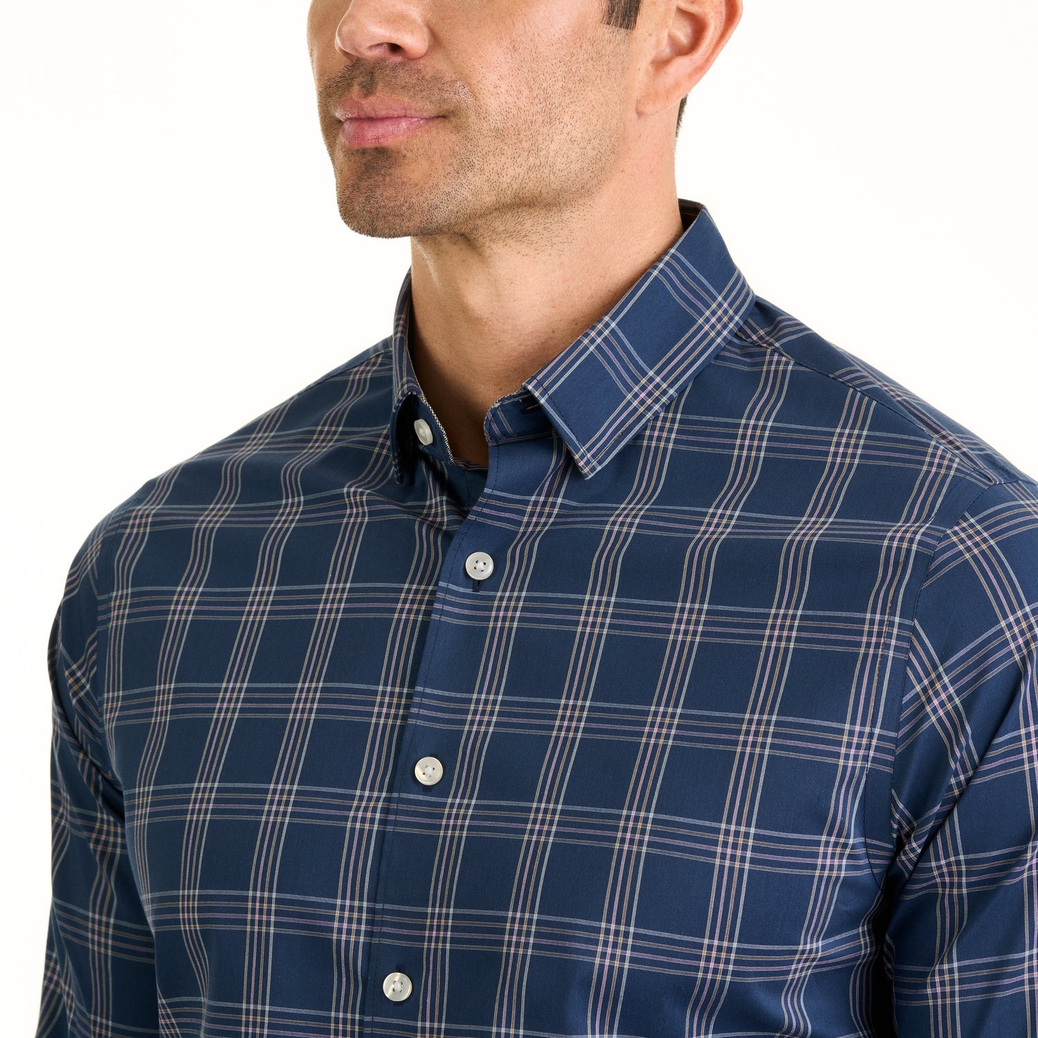 Essential Stain Shield Long Sleeve Shirt Wovens Open Grid  Print - Slim Fit