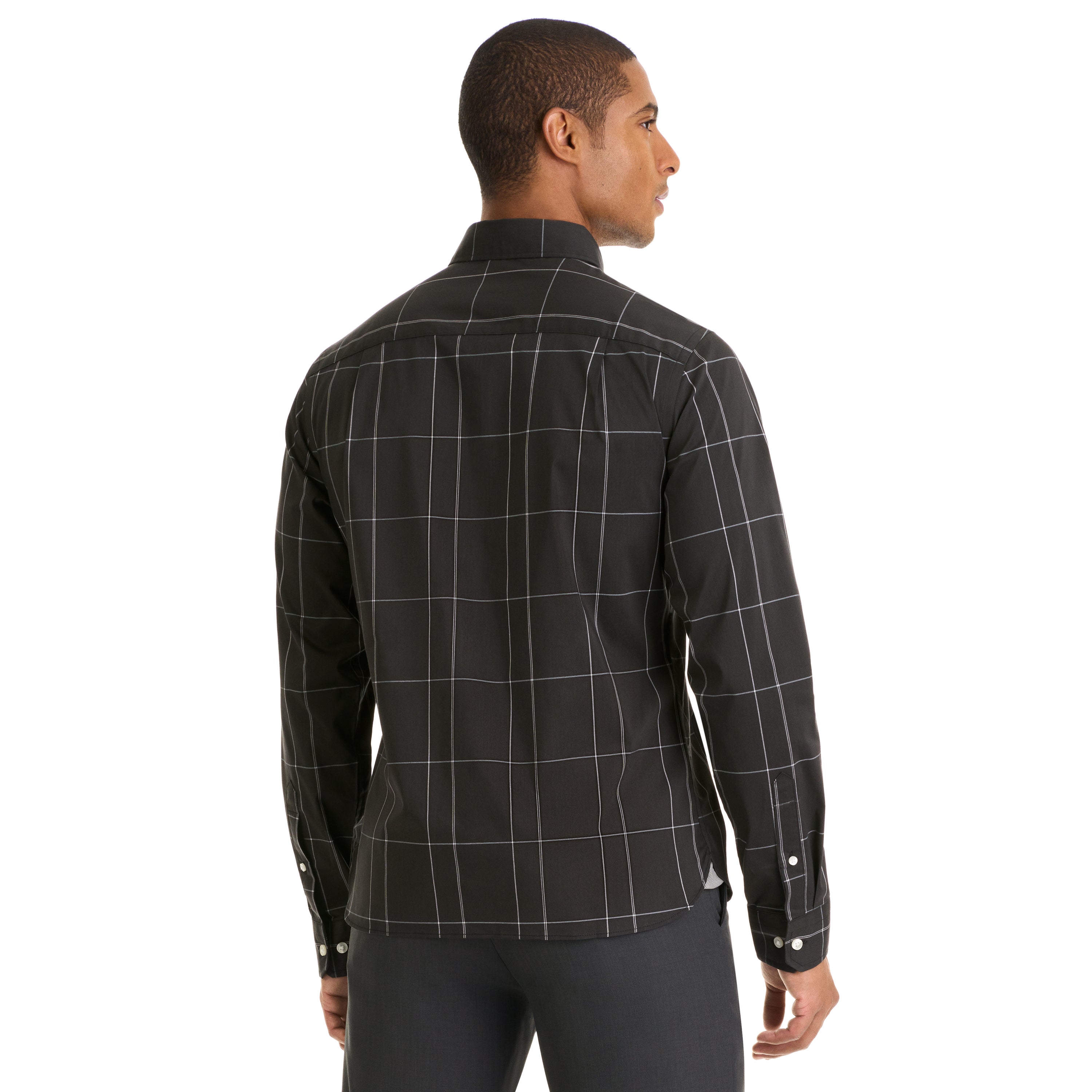 Essential Stain Shield Shirt Long Sleeve Wovens Minimal Plaid Print - Slim Fit