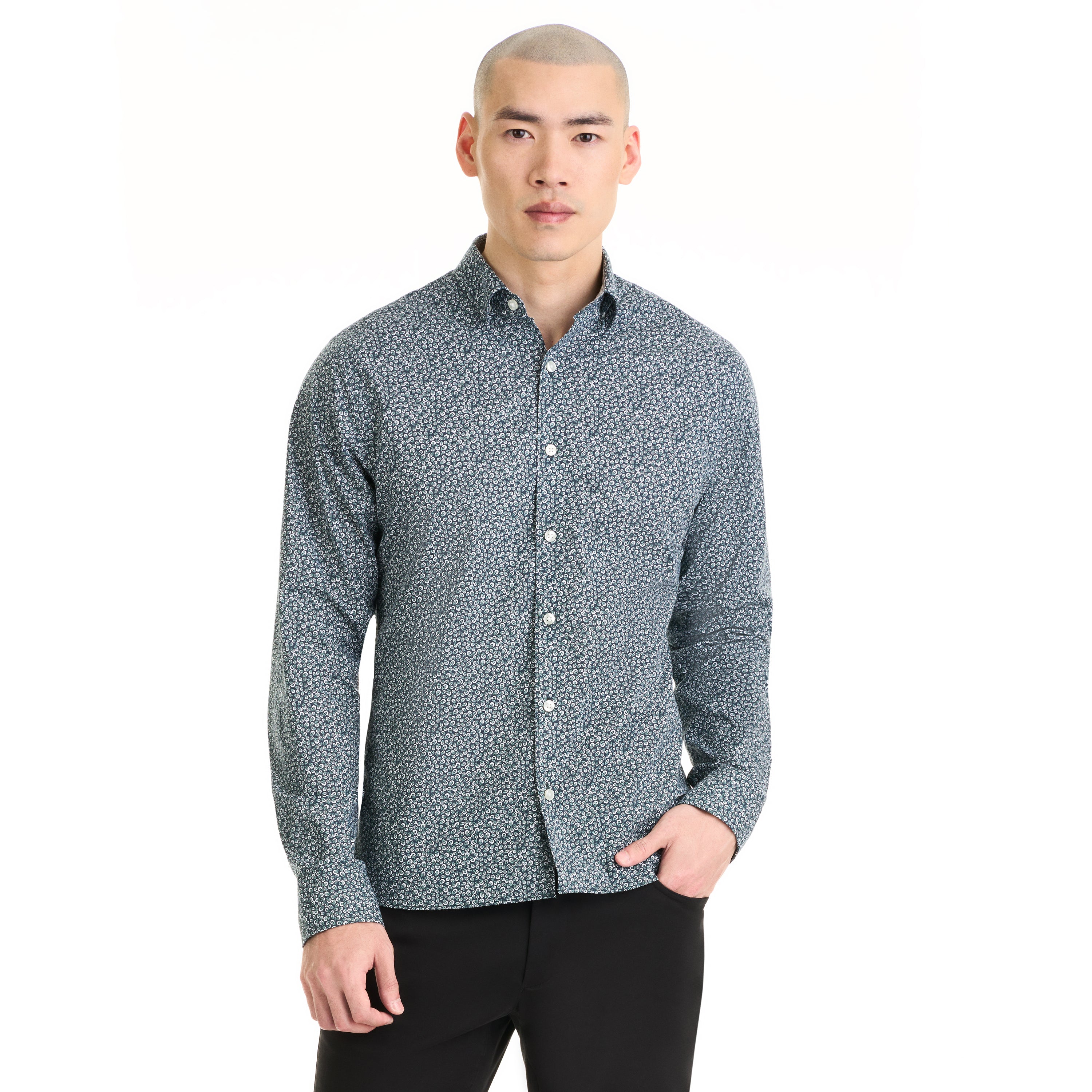 Essential Stain Shield Long Sleeve Shirt Wovens Floral Print - Slim Fit