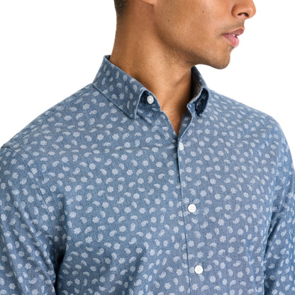 Essential Shirt Long Sleeve Wovens Indigo Foulard Print - Slim Fit