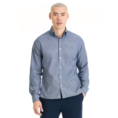 Essential Indigo Floral Long Sleeve Button Up Top – Slim Fit
