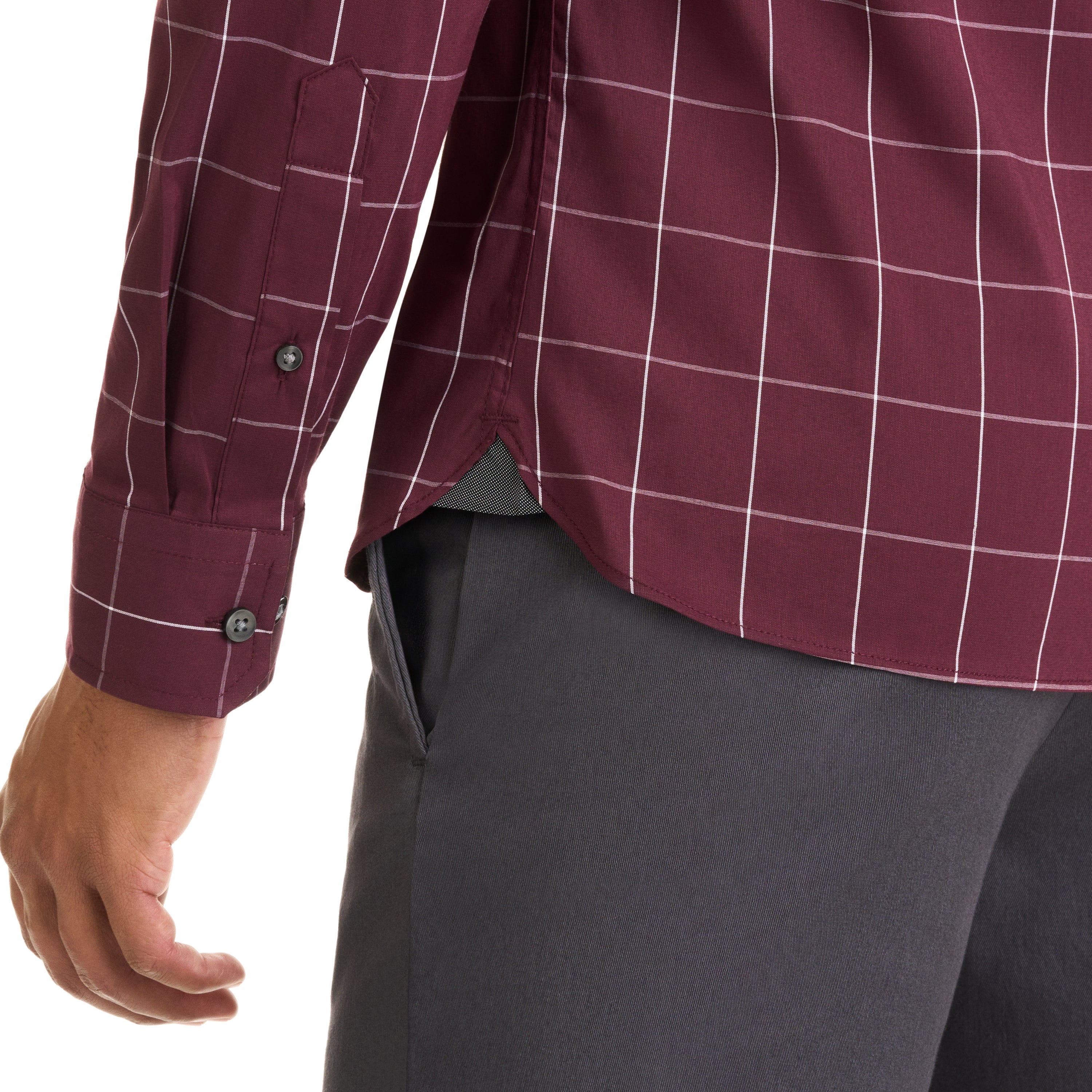 Performance Long Sleeve Woven Shirt Texture Grid - Slim Fit