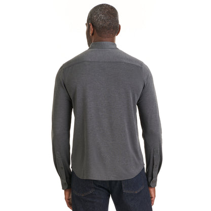 Performance Knit Solid Long Sleeve Button Up Top – Slim Fit