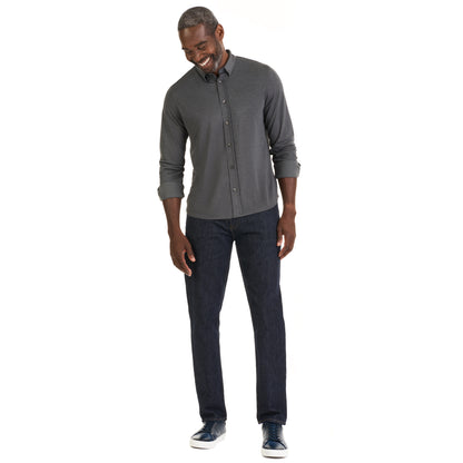 Performance Knit Solid Long Sleeve Button Up Top – Slim Fit