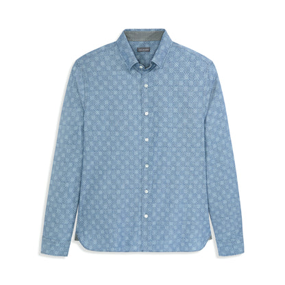 Cronbie Long Sleeve Indigo Shirt Foulard Print - Slim Fit