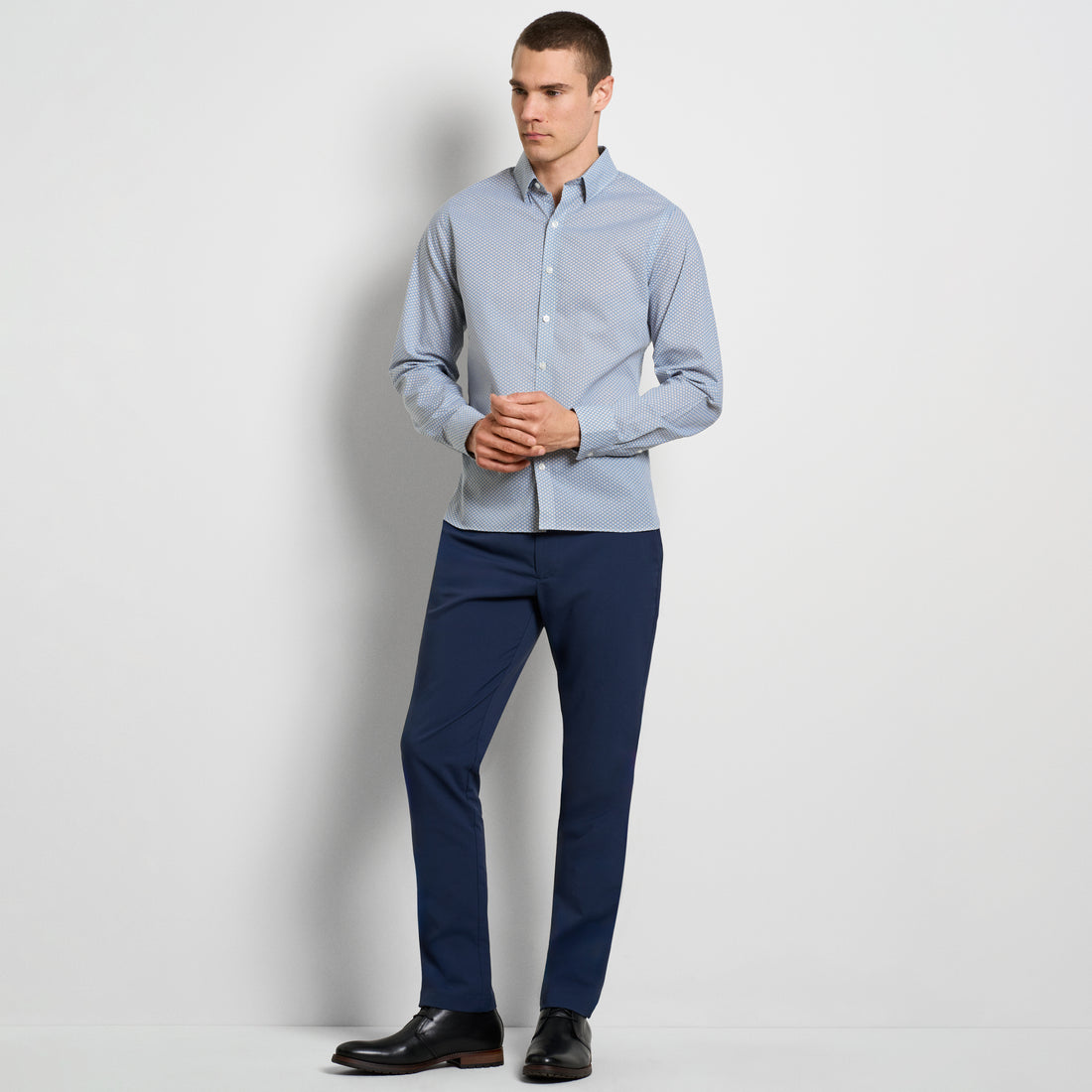 Cronbie Long Sleeve Stain Shield Shirt Mountain Print - Slim Fit
