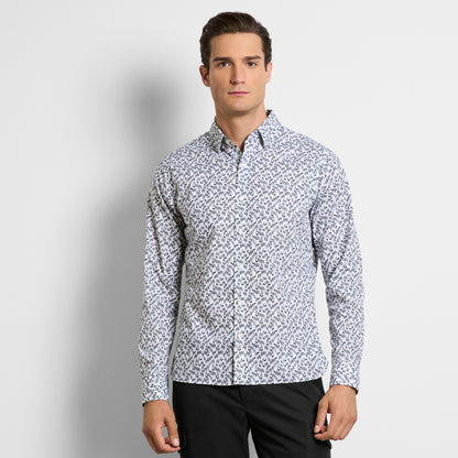Cronbie Long Sleeve Stain Shield Shirt New Geo Print - Slim Fit