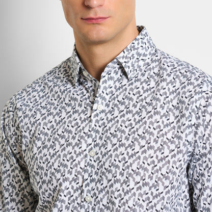 Cronbie Long Sleeve Stain Shield Shirt New Geo Print - Slim Fit