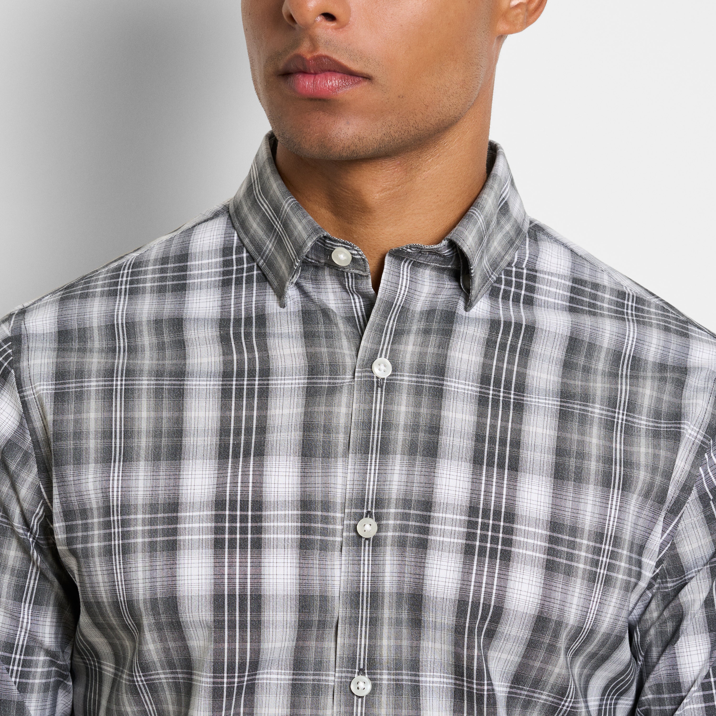 Cronbie Long Sleeve Stain Shield Shirt Heather Check Print - Slim Fit