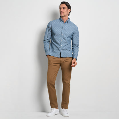 Cronbie Long Sleeve Indigo Shirt Foulard Print - Slim Fit