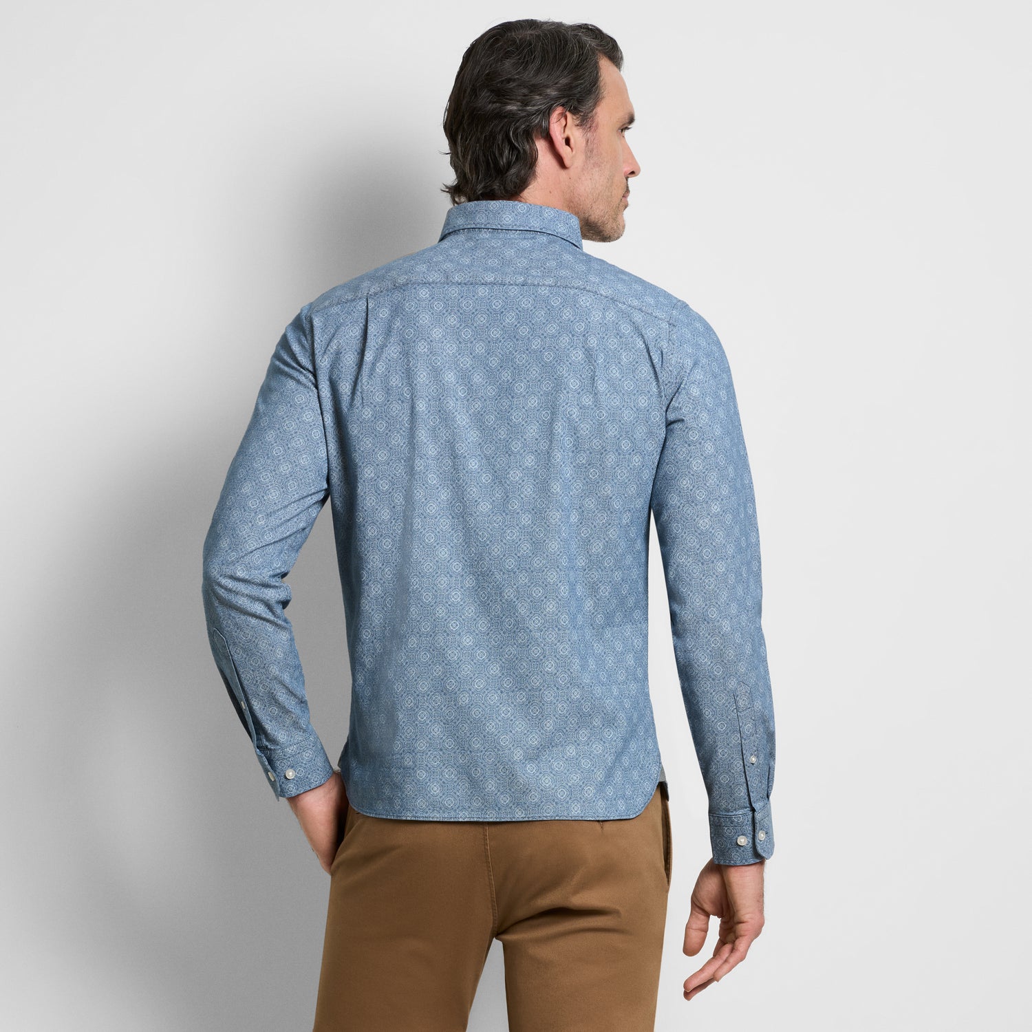 Cronbie Long Sleeve Indigo Shirt Foulard Print - Slim Fit