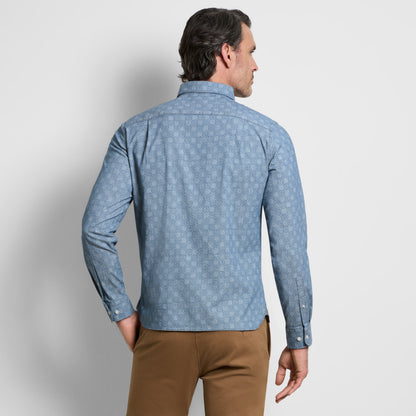 Cronbie Long Sleeve Indigo Shirt Foulard Print - Slim Fit