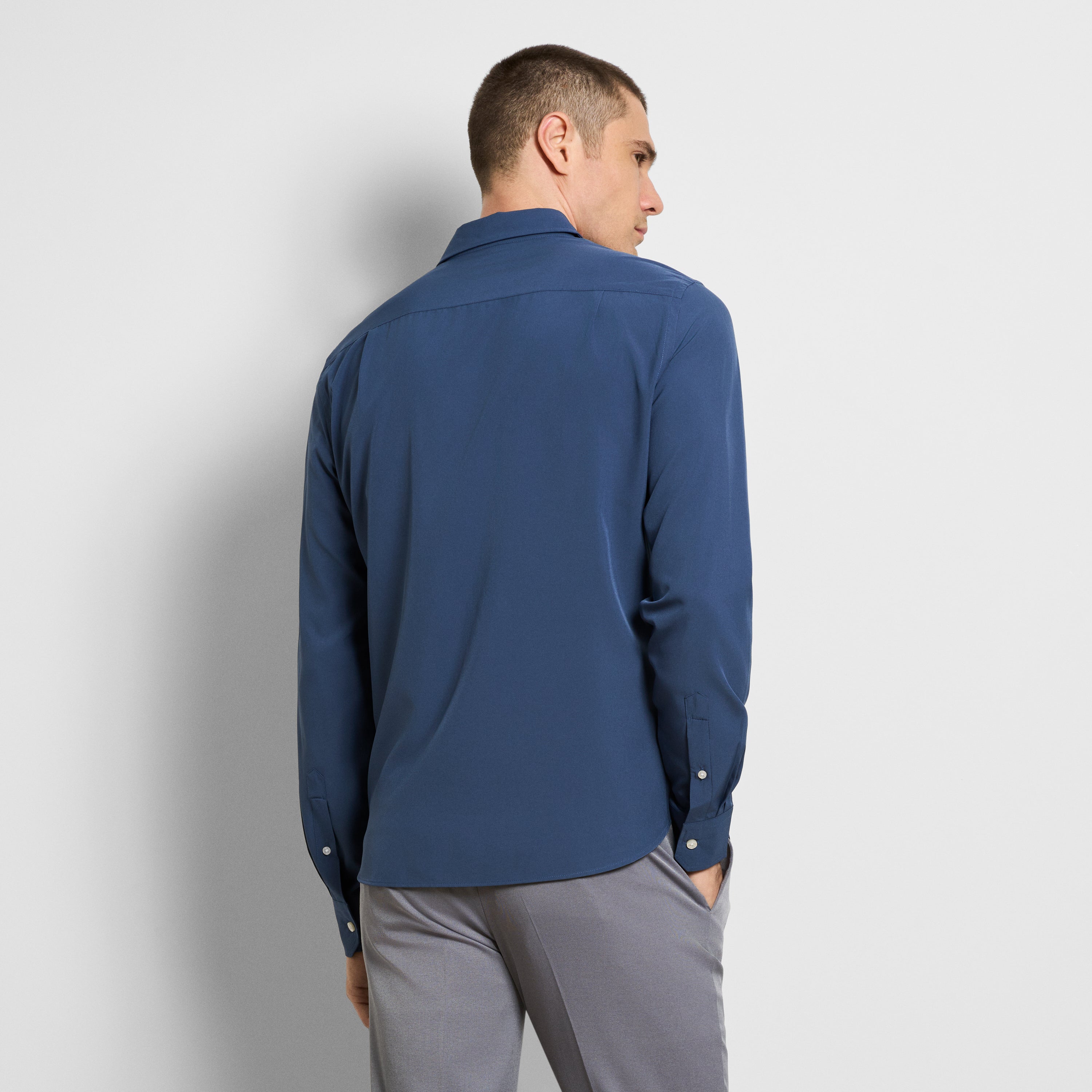 360 Comfort Long Sleeve Button Up Top Solid – Slim Fit